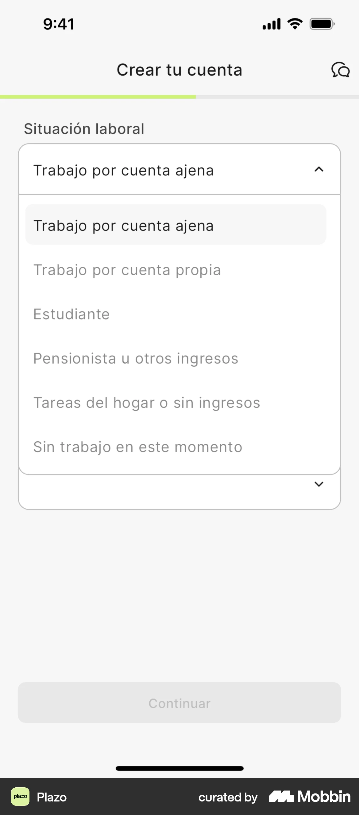Plazo Onboarding screen