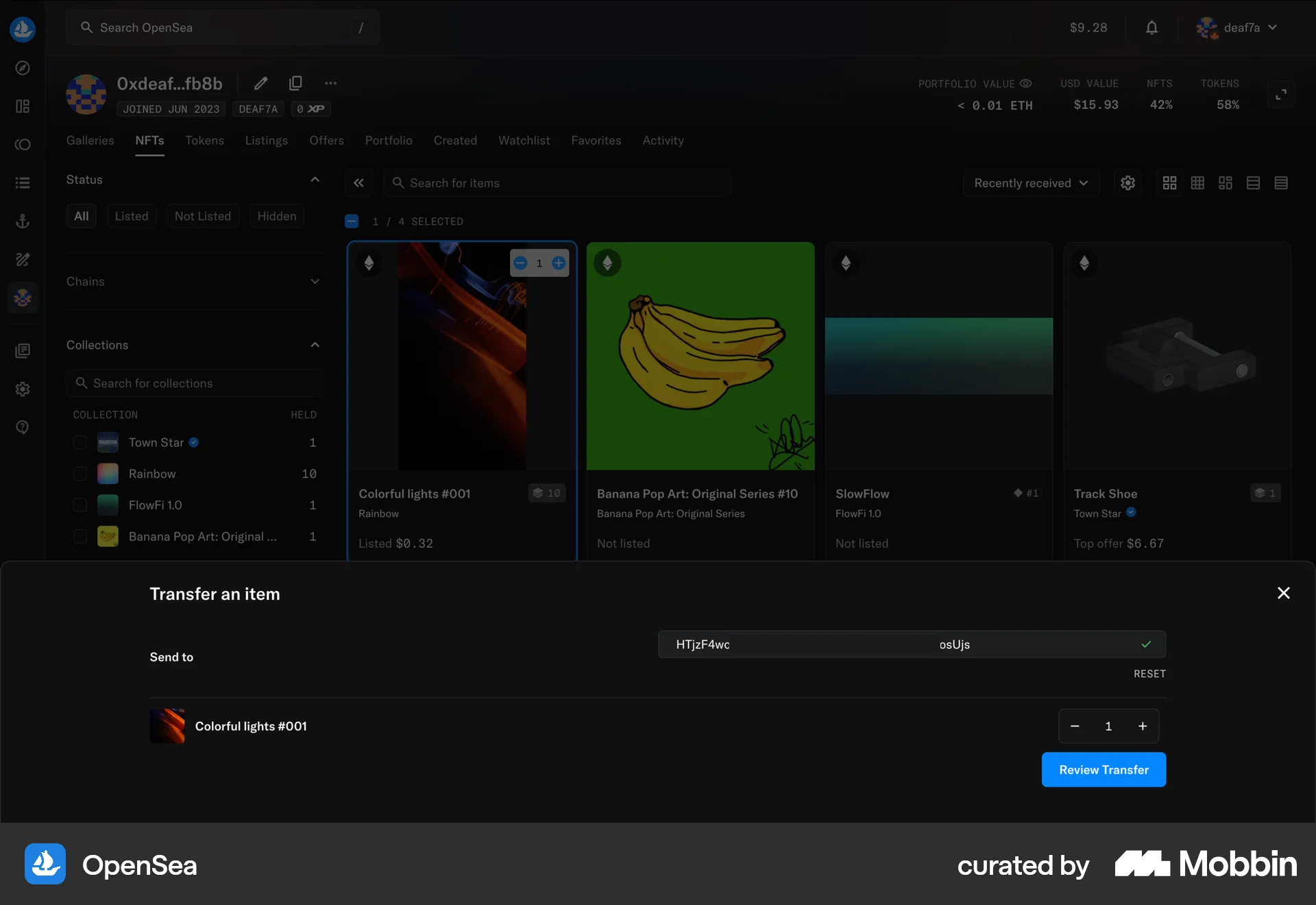 OpenSea Web screen containing Stepper UI element
