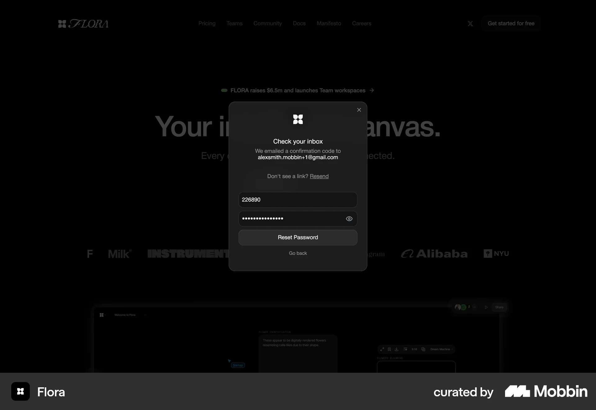 FLORA Web Forgot Password screen