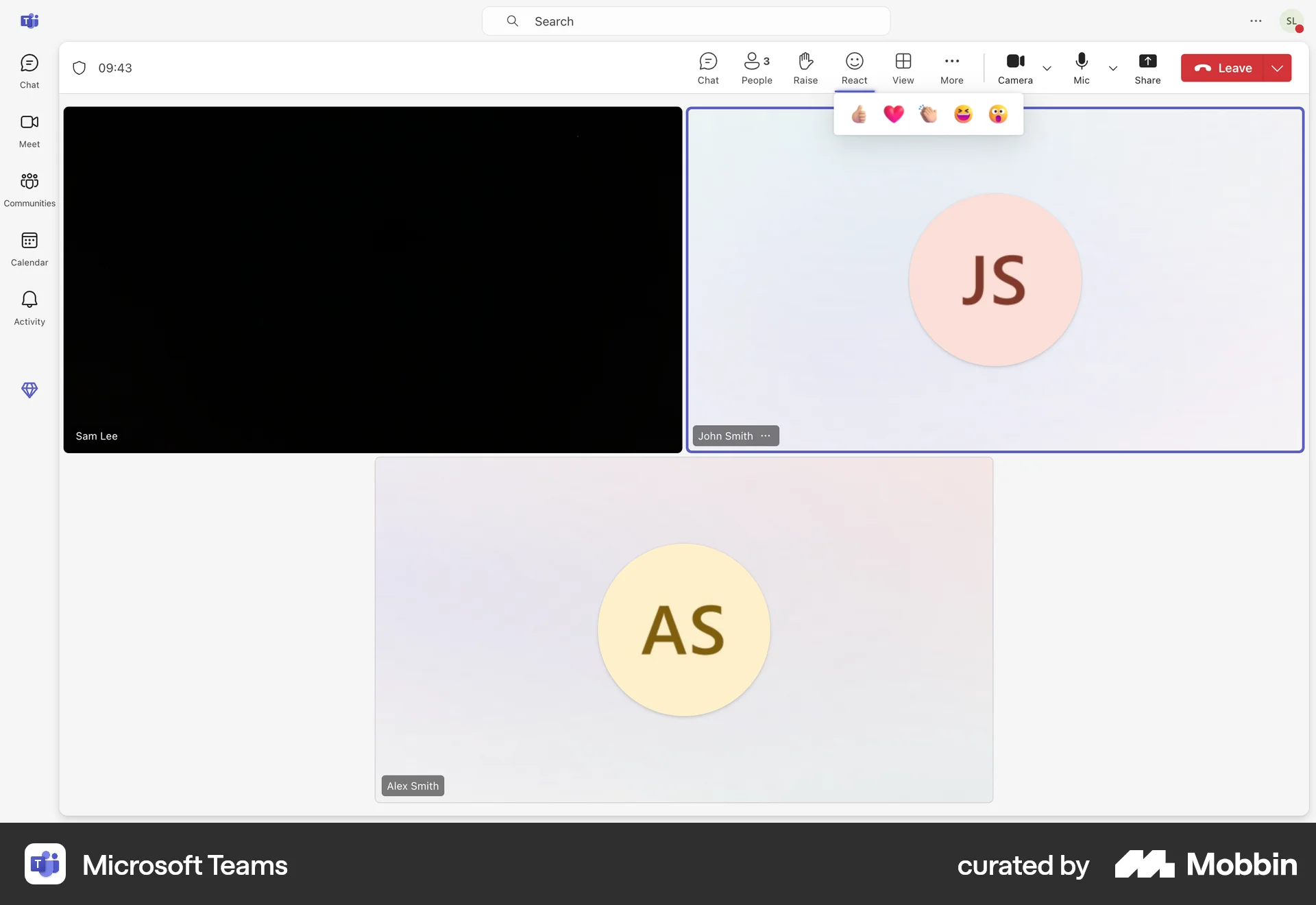 Microsoft Teams Web Like & Upvote screen