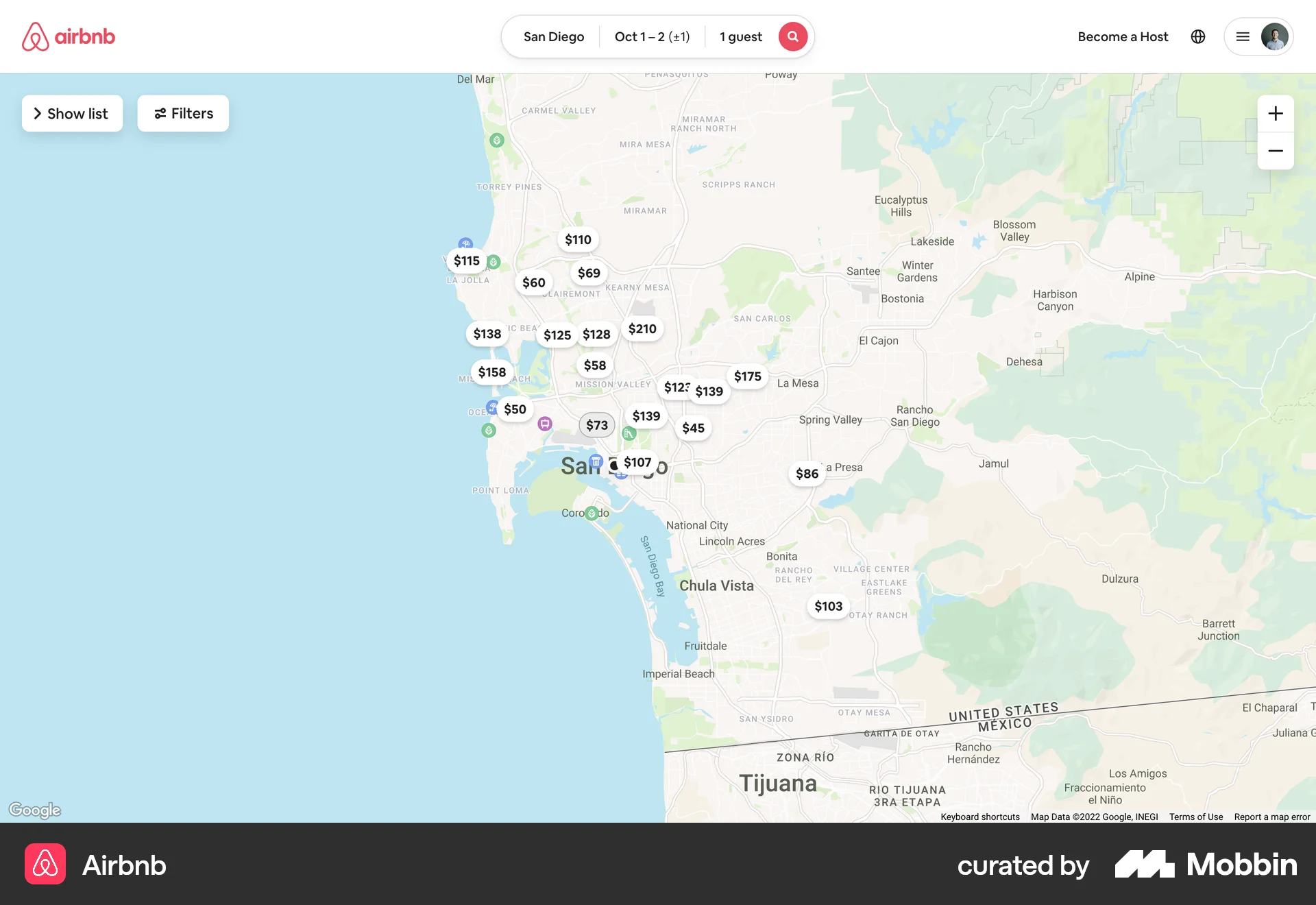 Airbnb Web screen containing Map Pin UI element