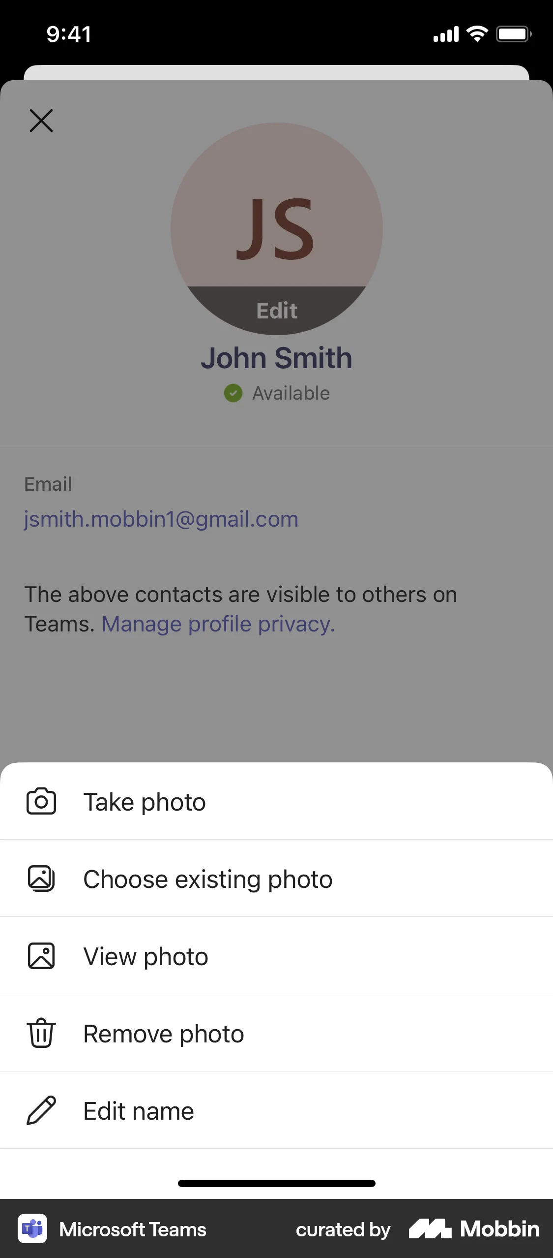 Microsoft Teams screen