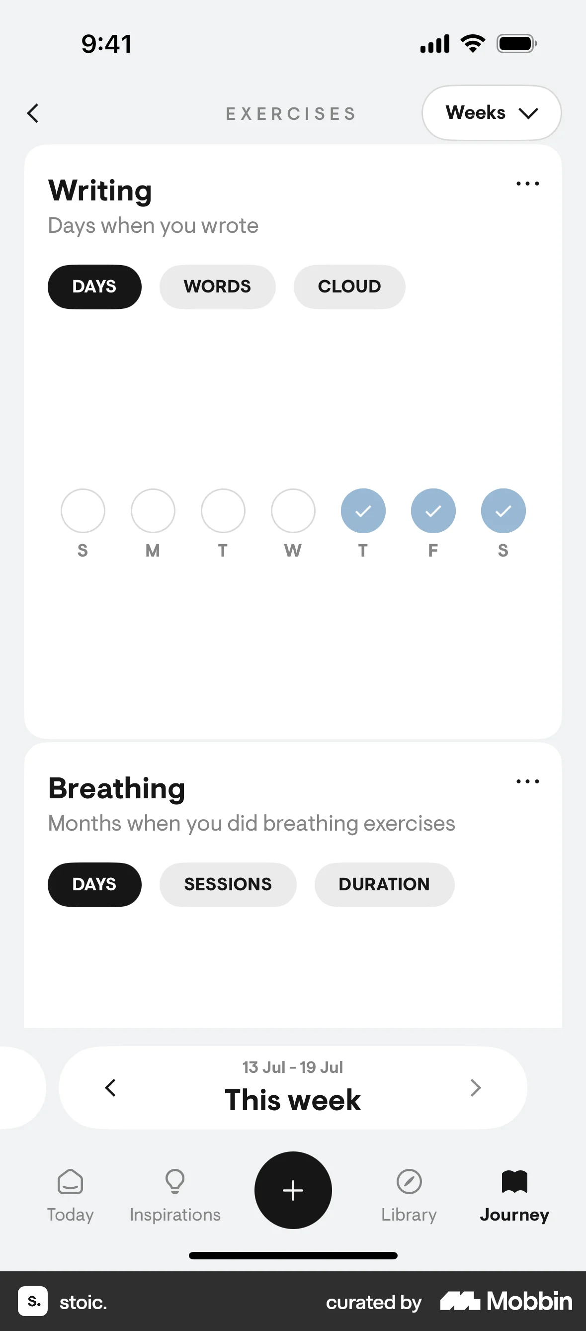 stoic. iOS Charts screen