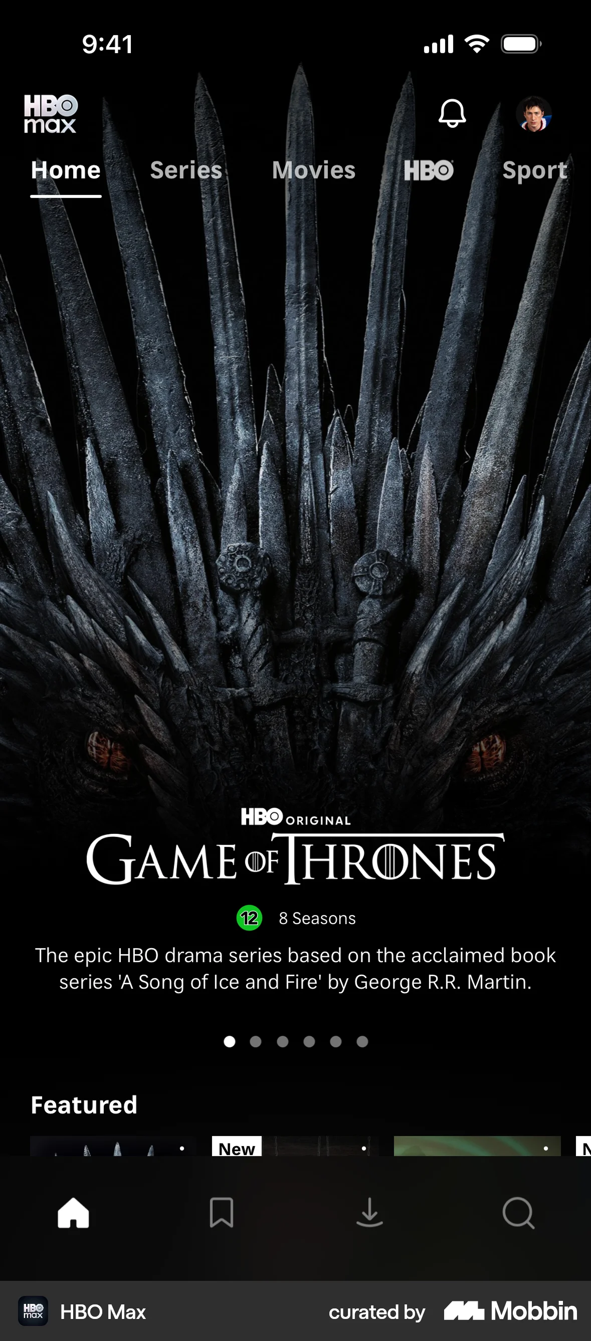 HBO Max Onboarding screen