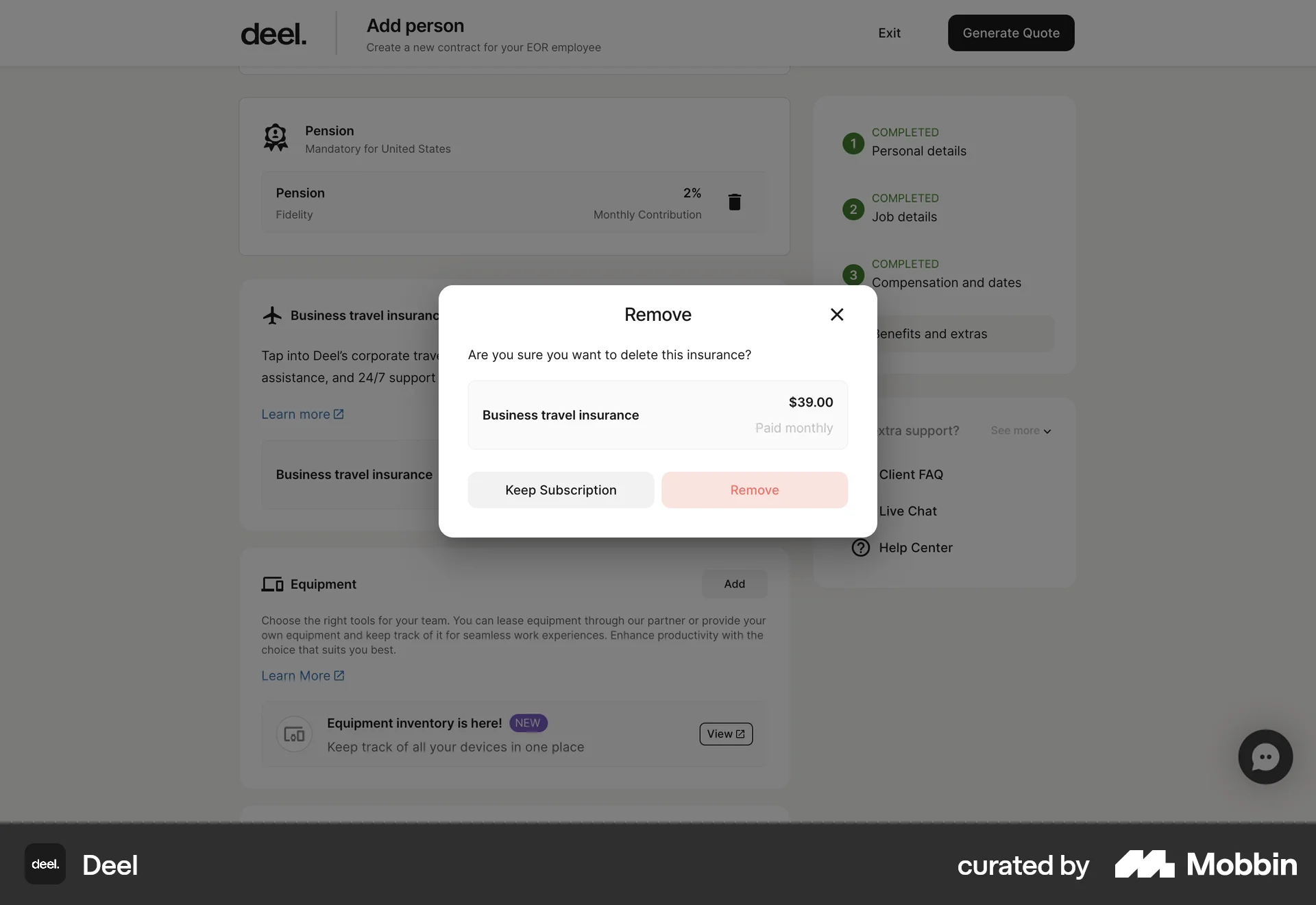 Deel Web Delete screen