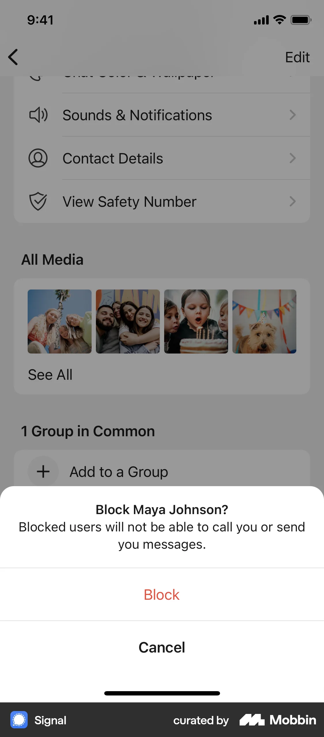 Signal iOS Ban & Block screen
