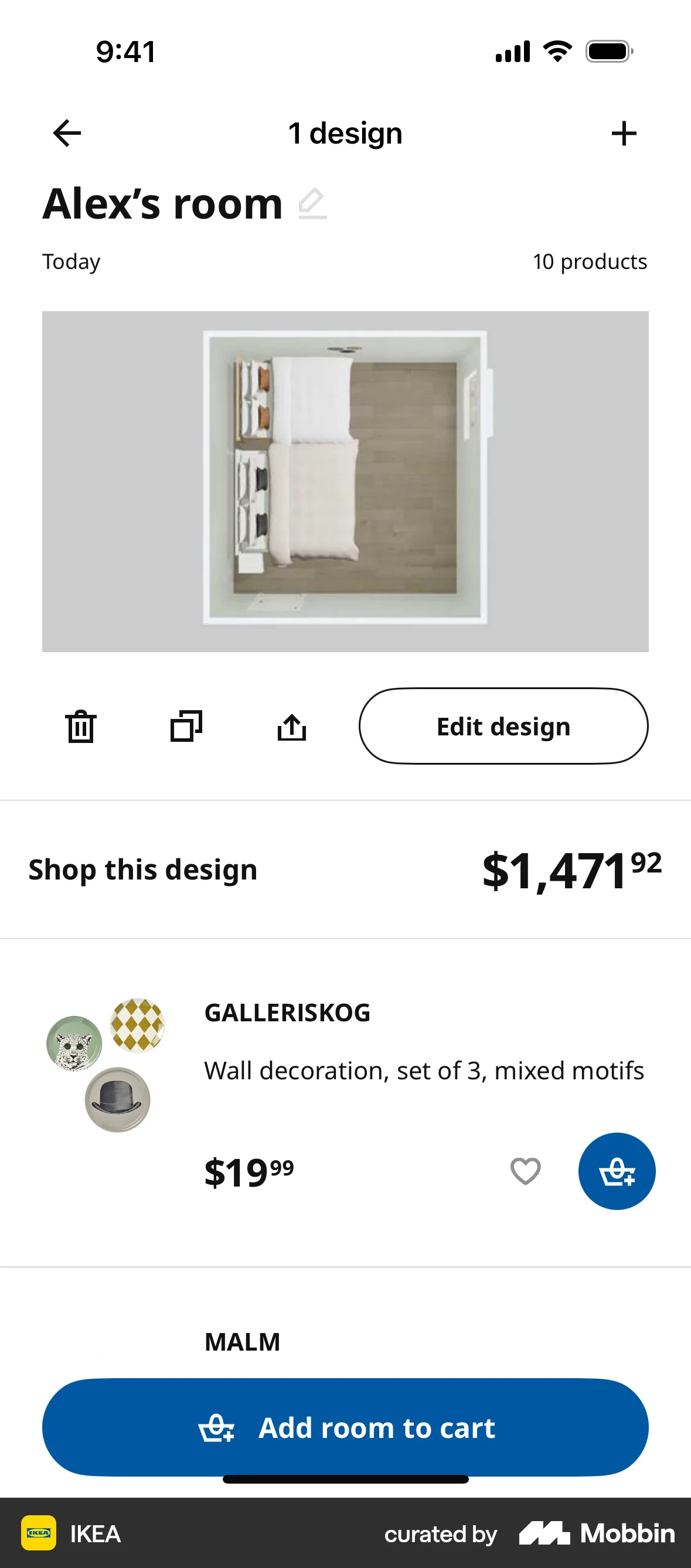 IKEA iOS screen containing Toolbar UI element
