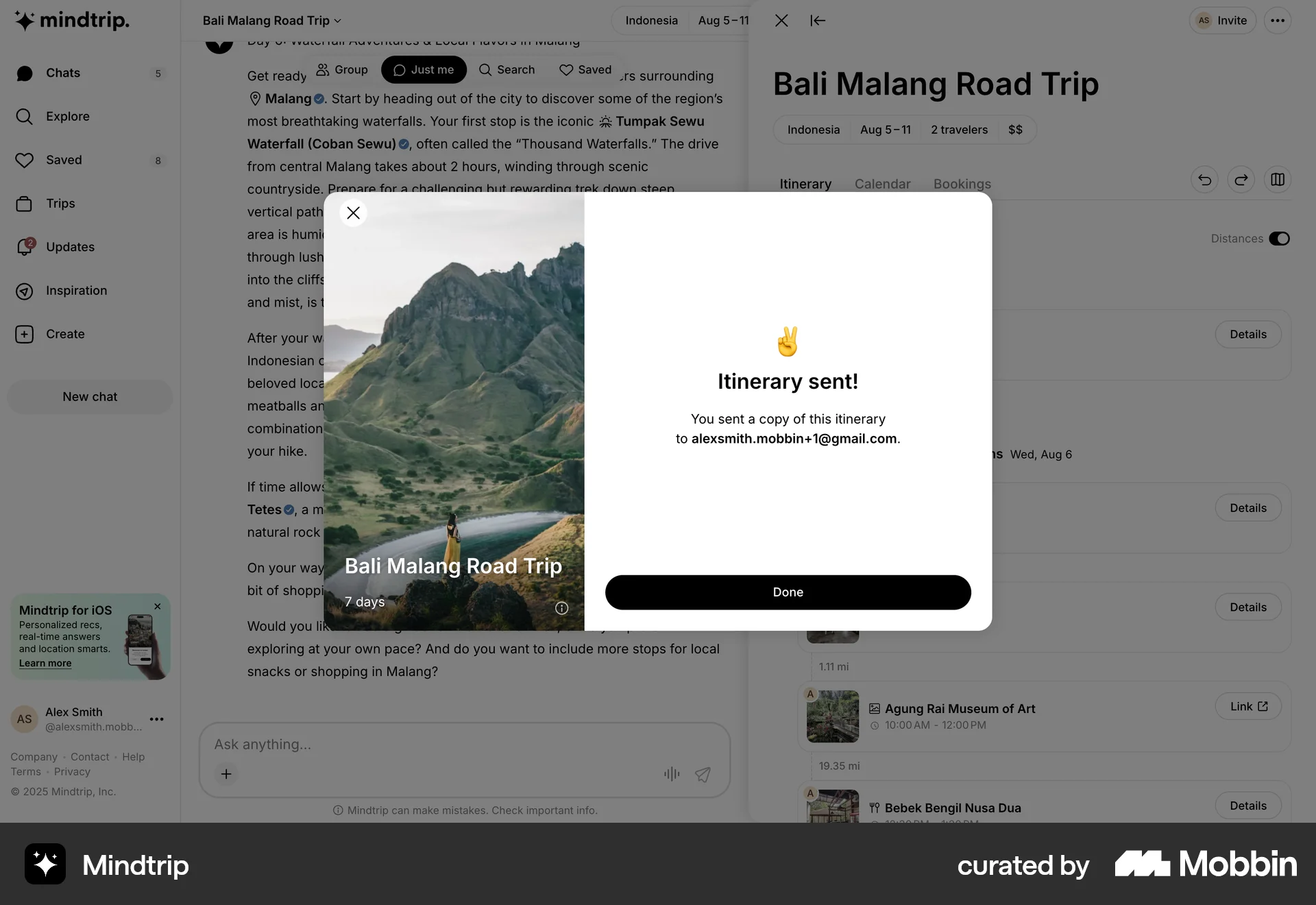 Mindtrip Web Acknowledgement & Success screen