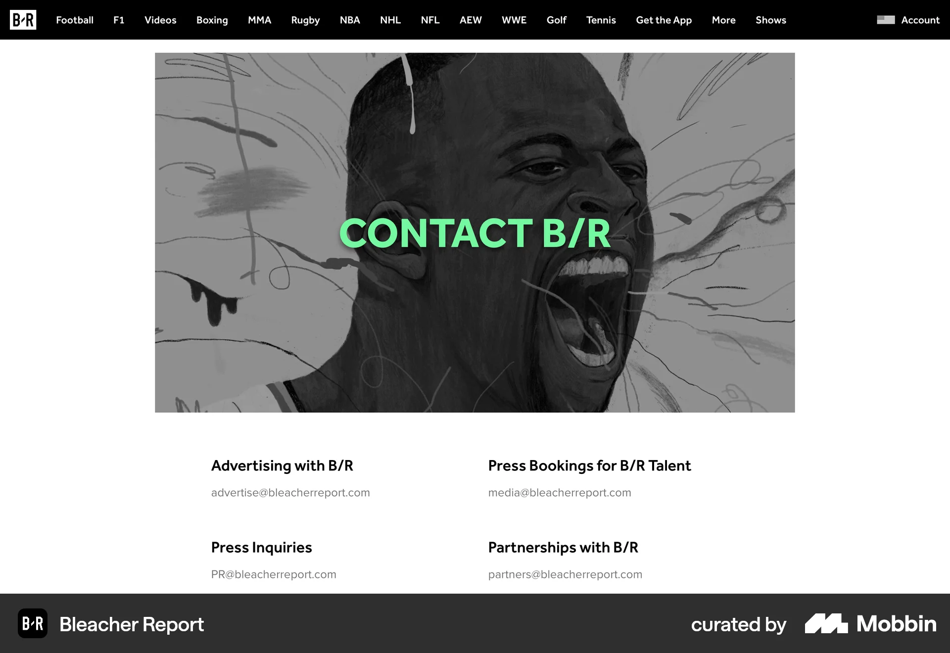 Bleacher Report Web Sports App screen