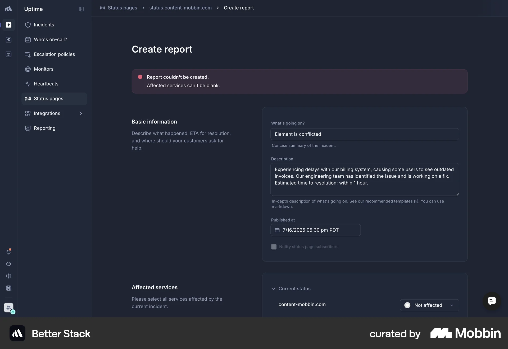 Better Stack Web Error screen