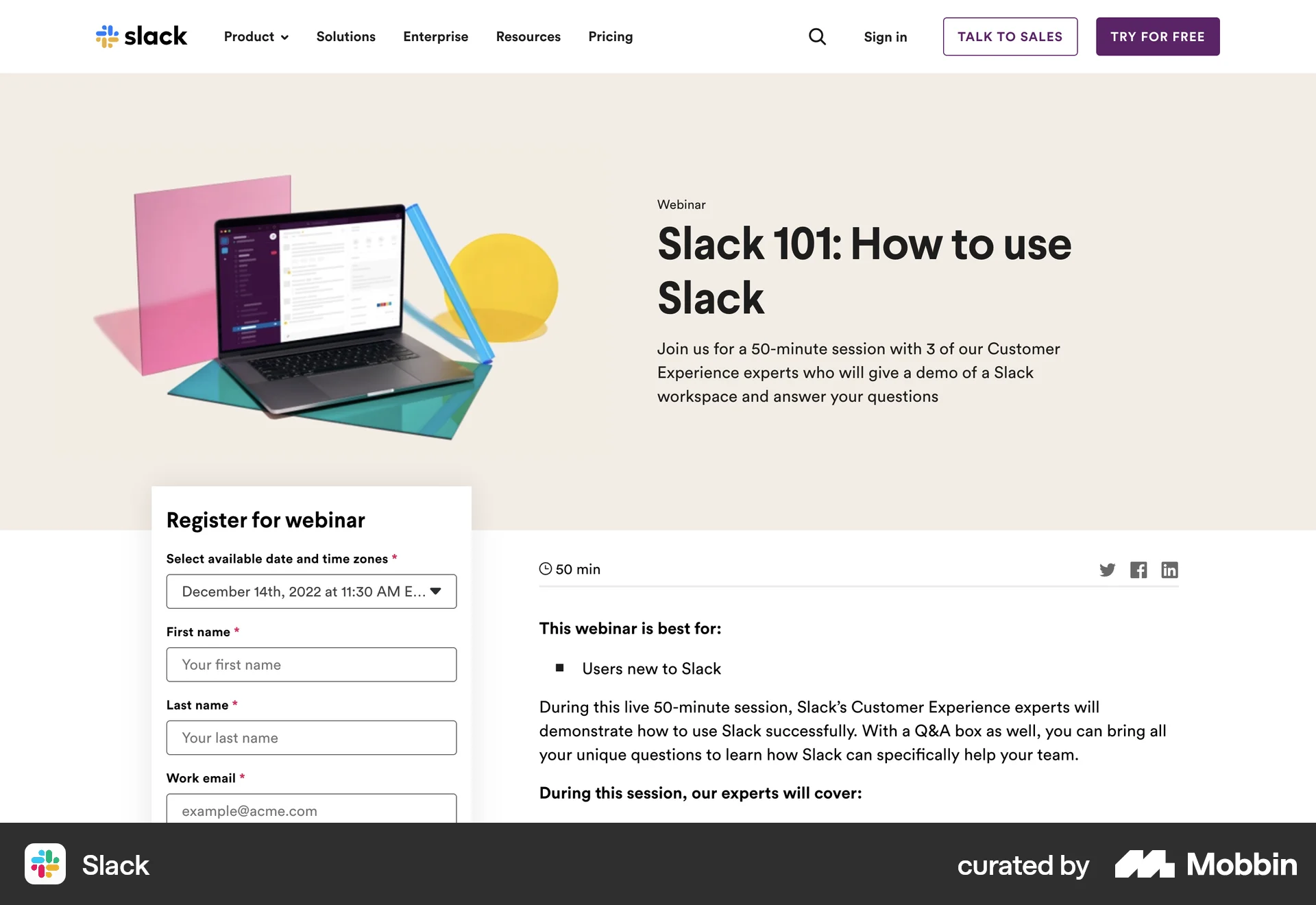 Slack Web Event Detail screen