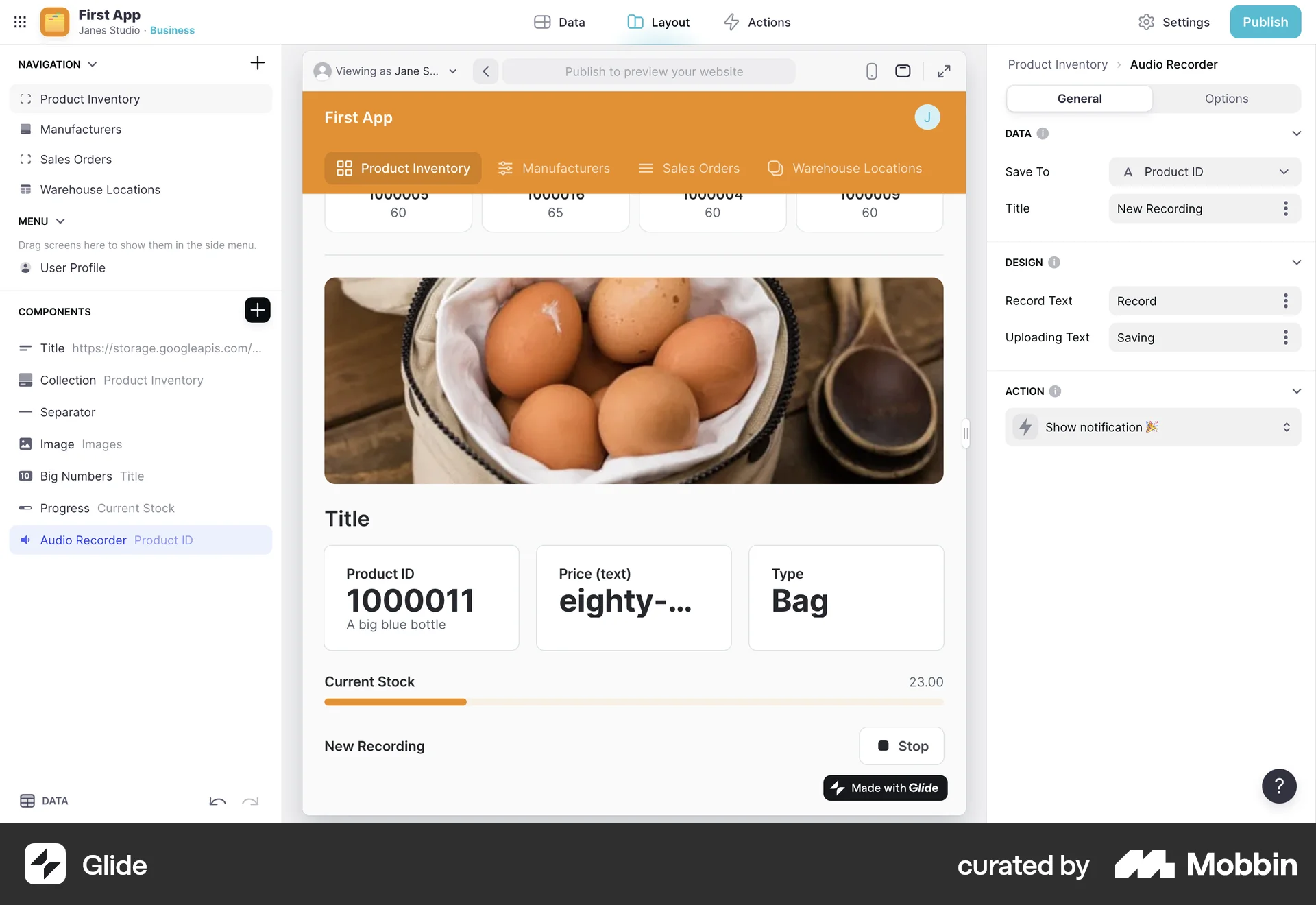 Glide Web Audio & Video Recorder screen