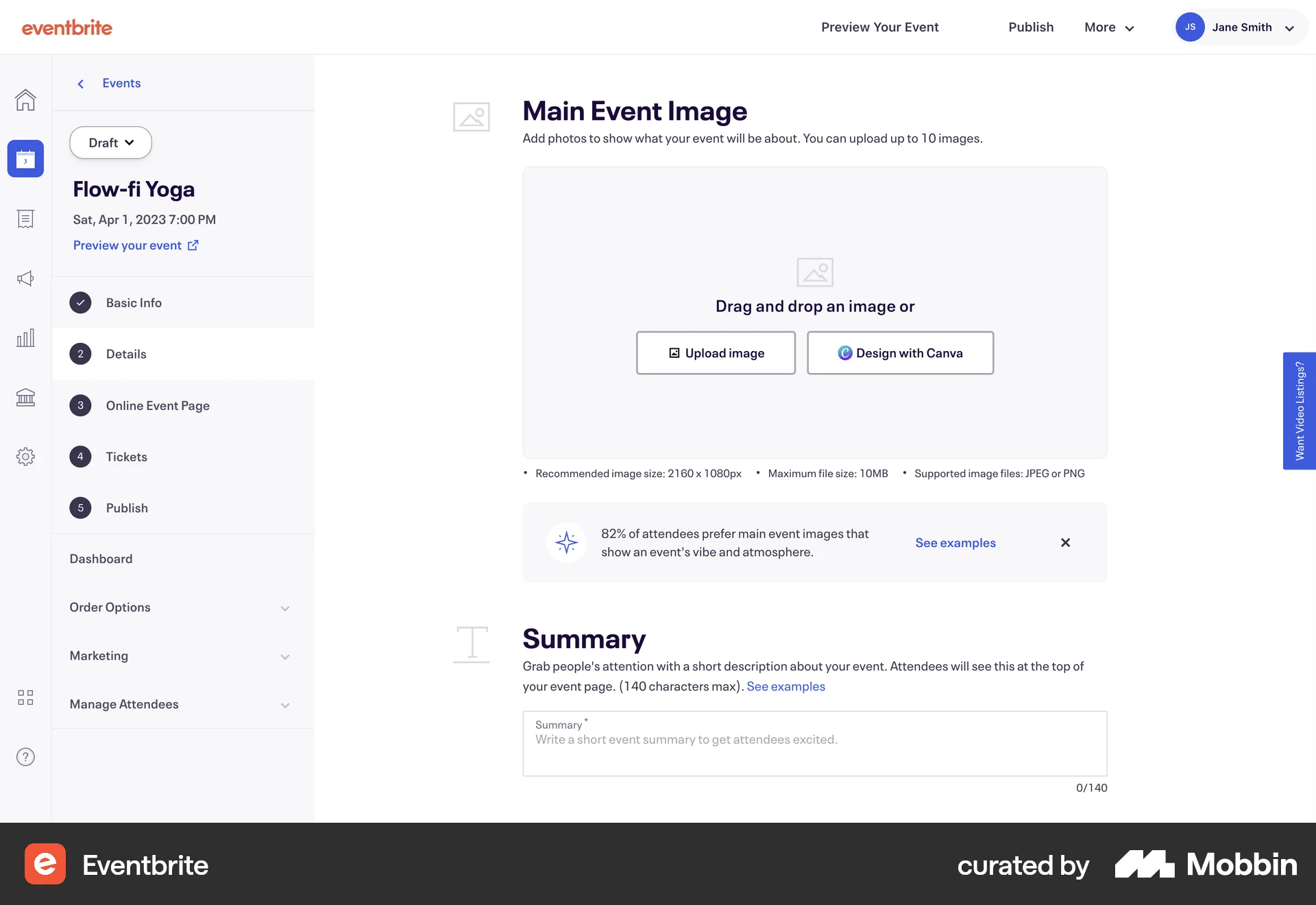 Eventbrite Web Internal Tool screen