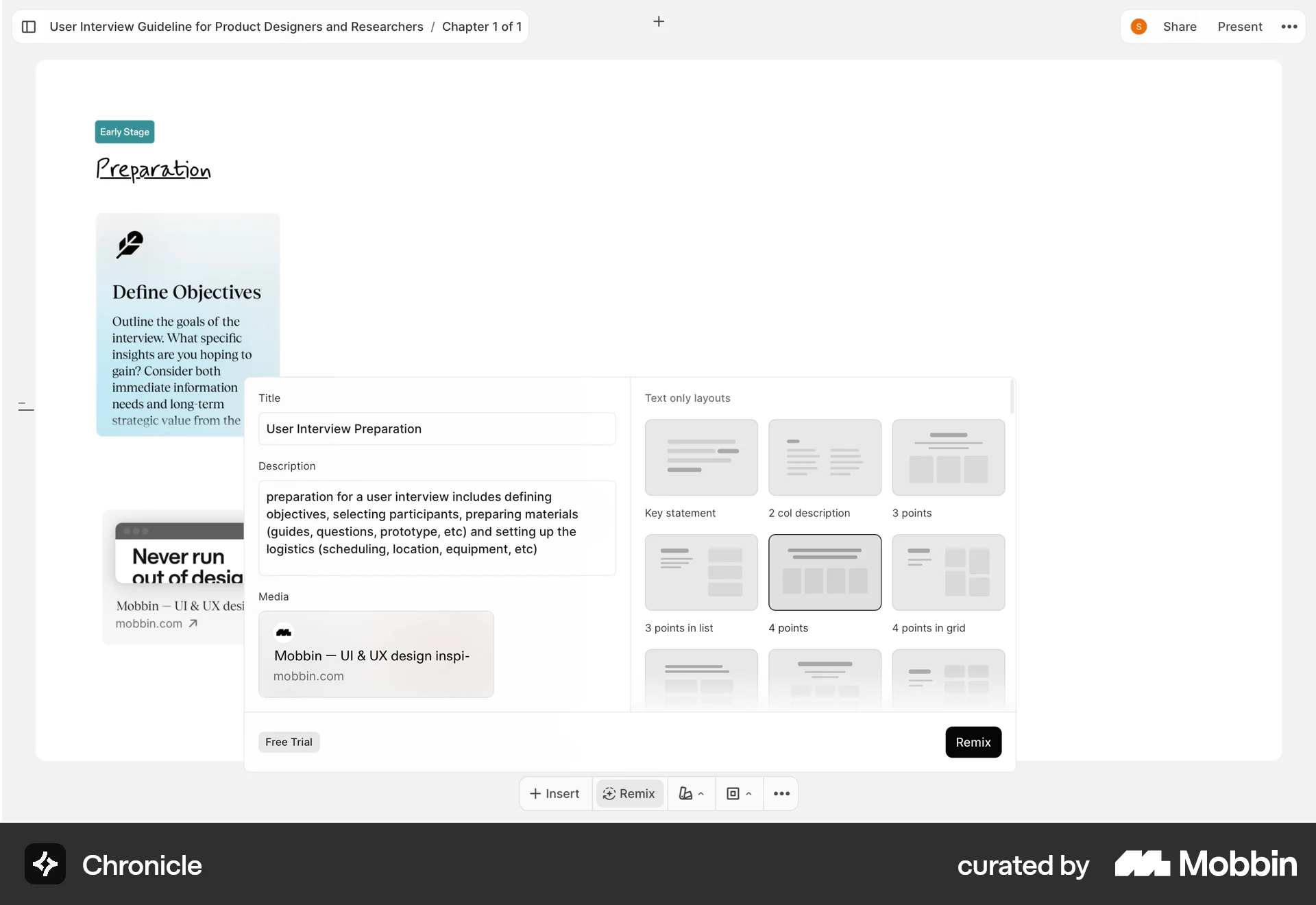 Chronicle Web screen containing Tile UI element