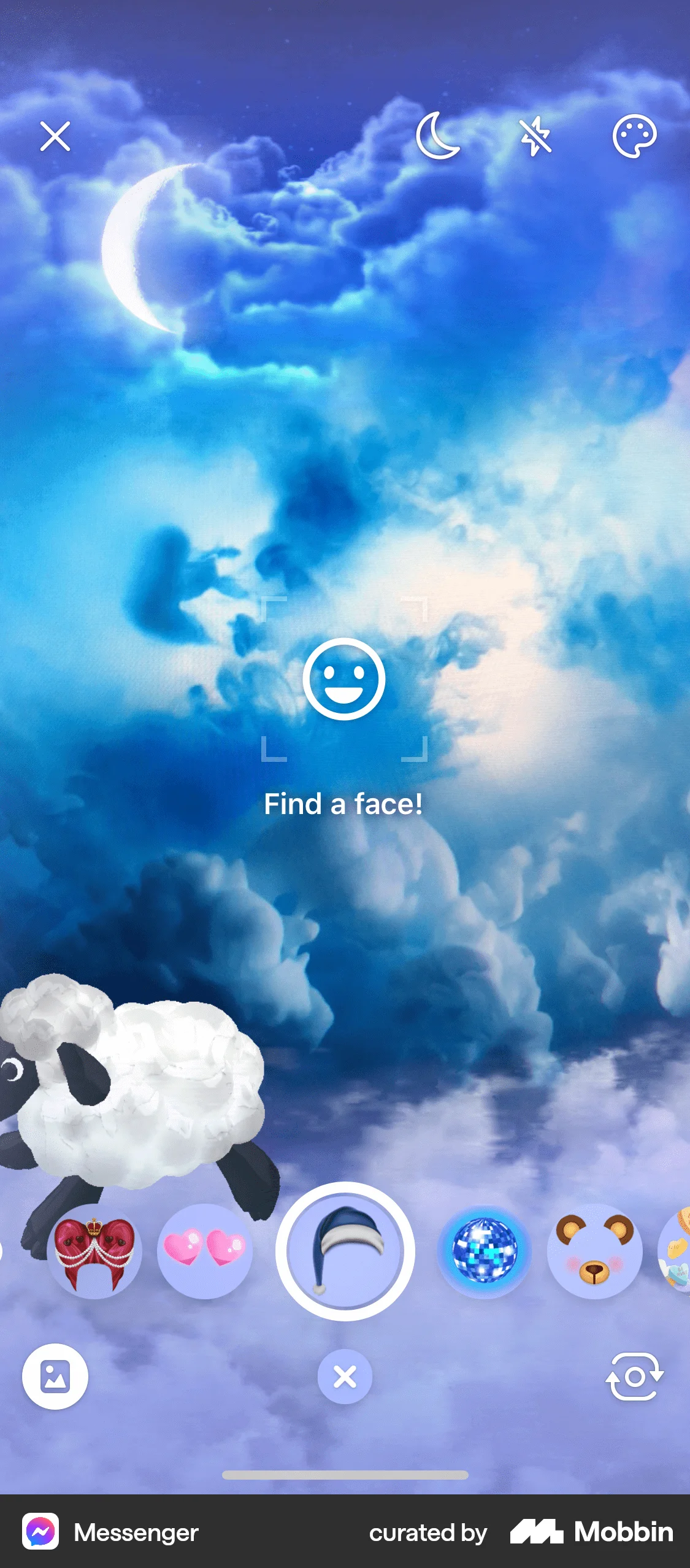 Messenger iOS Filters & Stickers screen