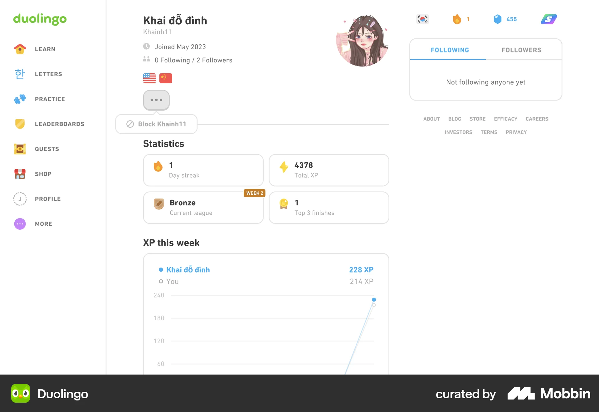 Duolingo Web Ban & Block screen