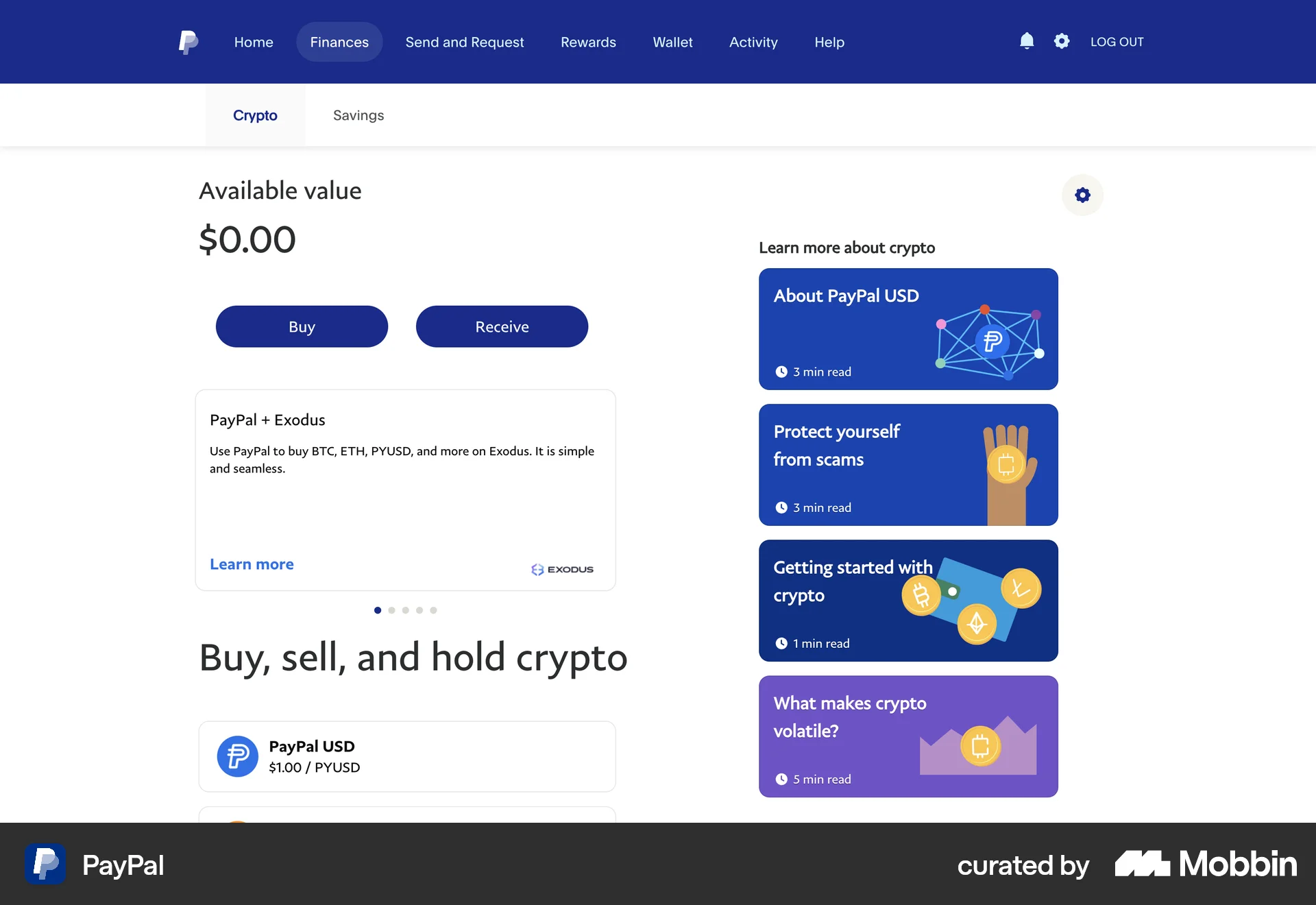 PayPal Web Wallet & Balance screen