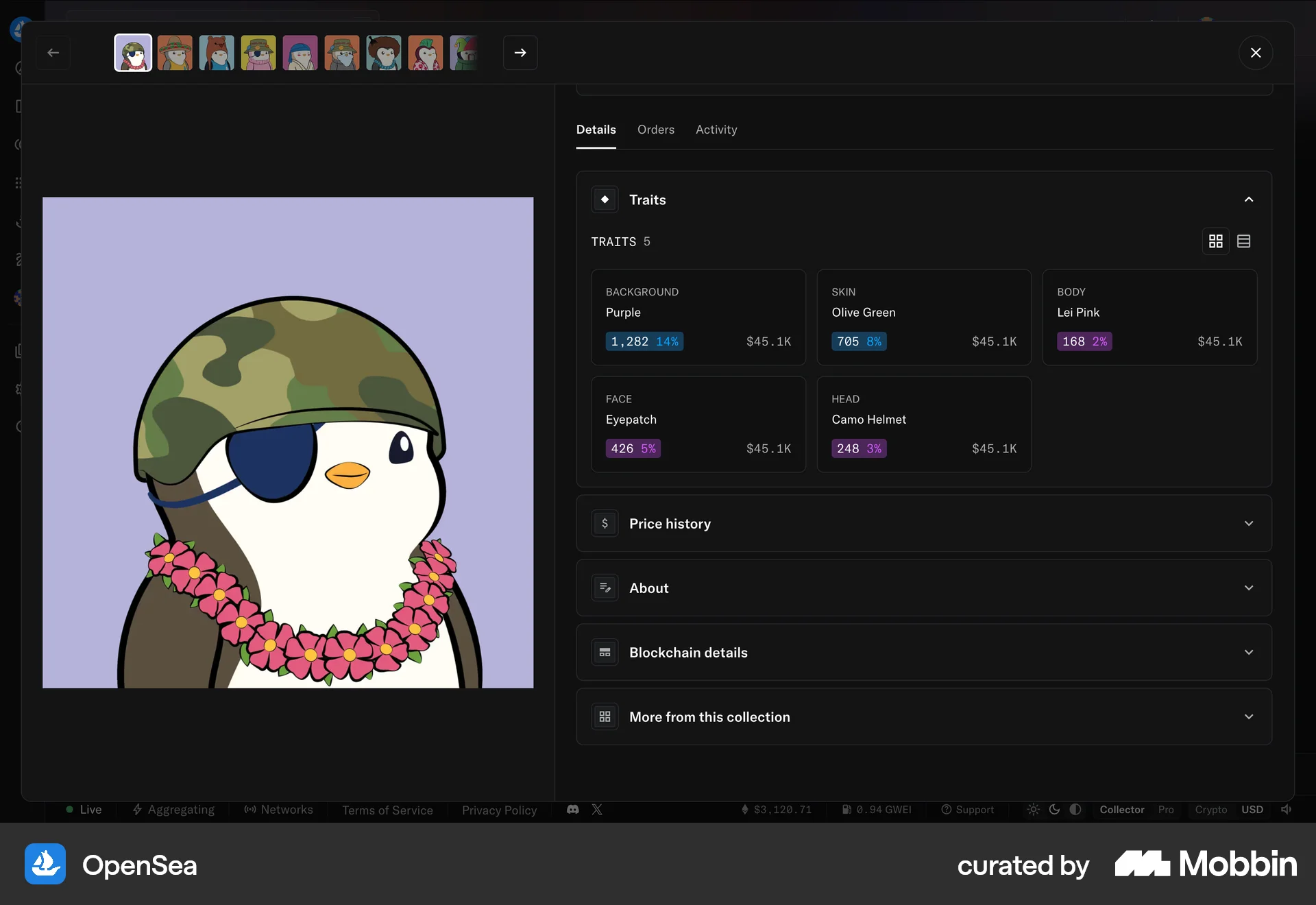 OpenSea Web screen containing Accordion UI element