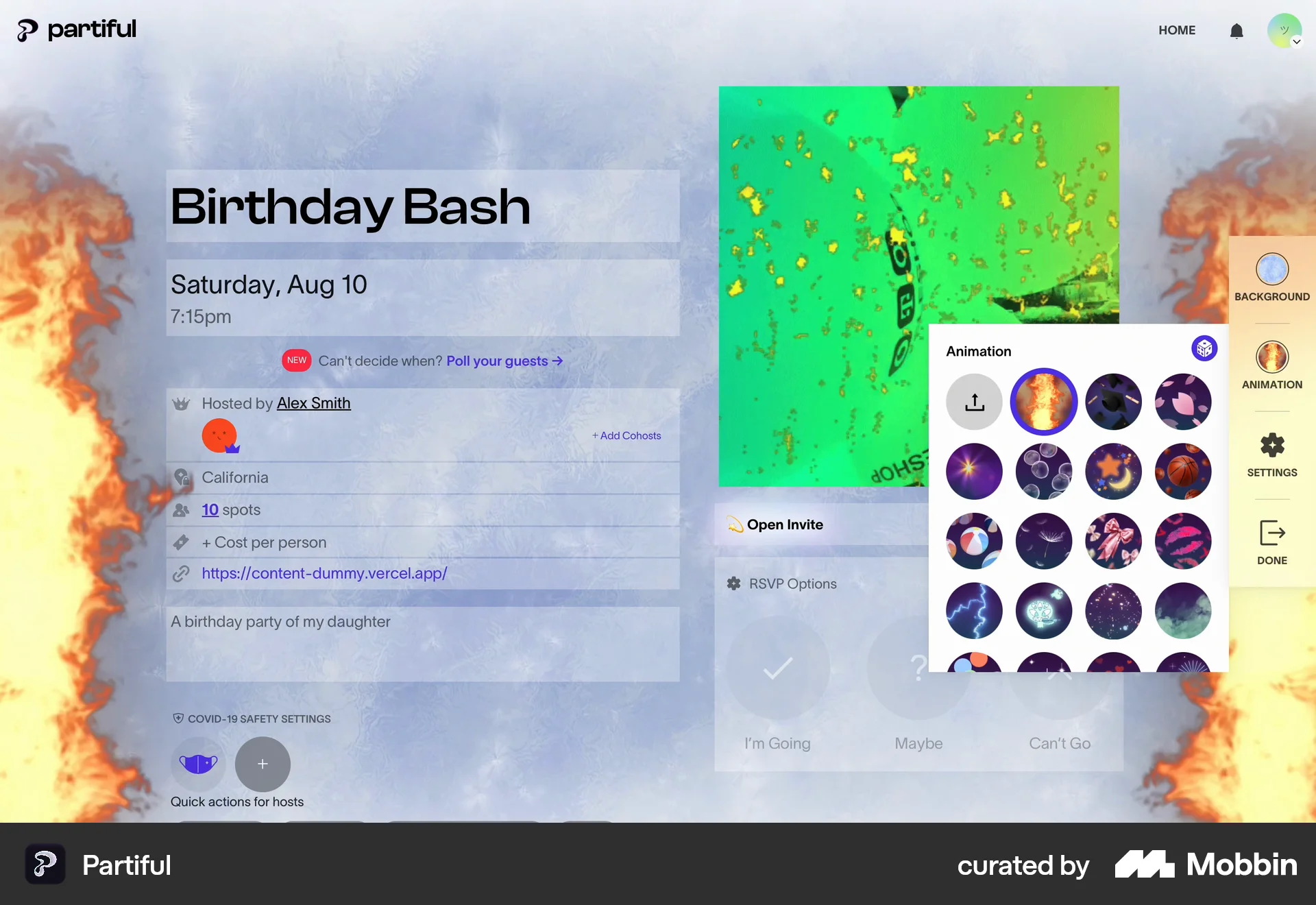 Partiful Web Lifestyle App screen