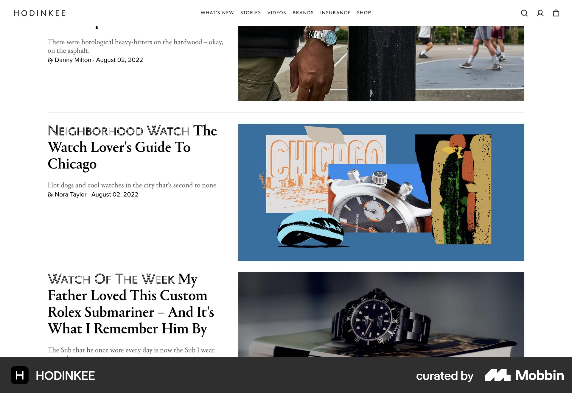 HODINKEE Web News Feed screen