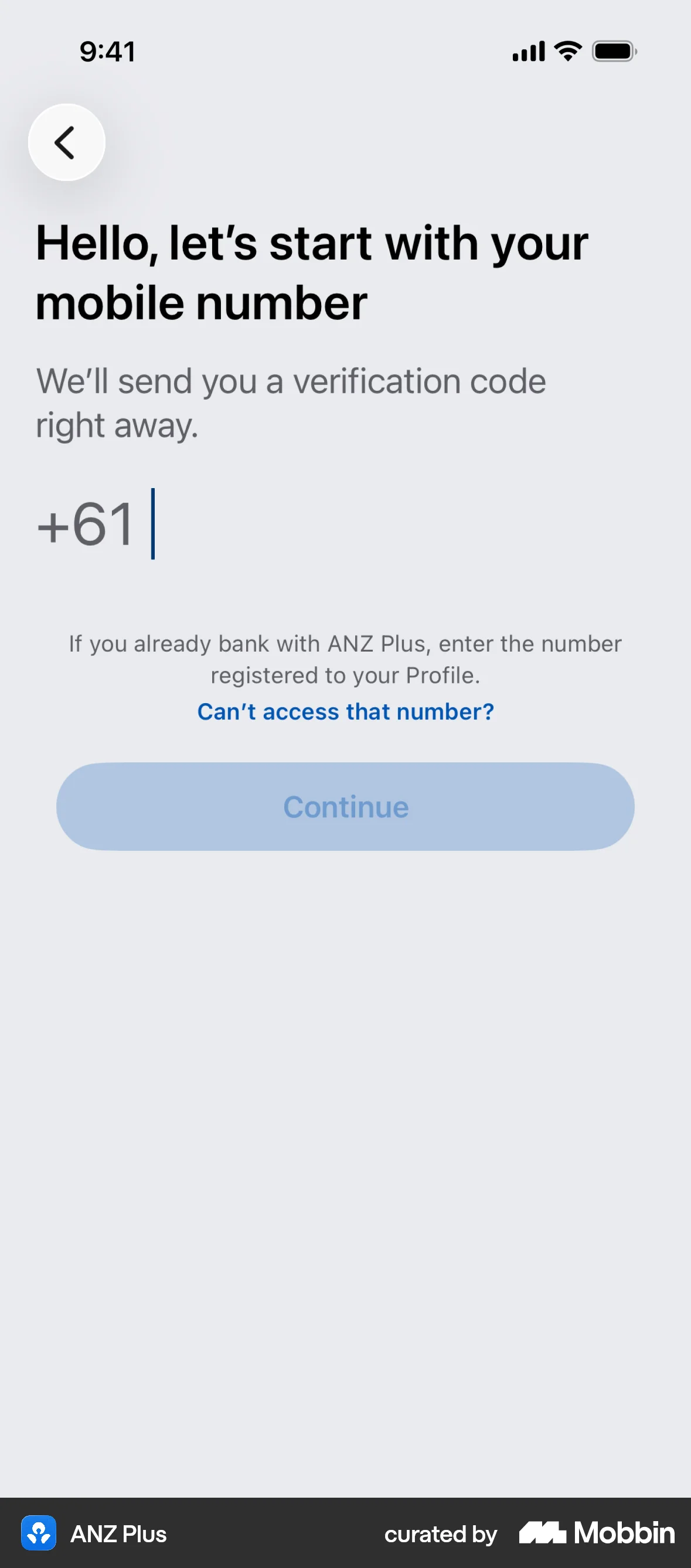 ANZ Plus Onboarding screen