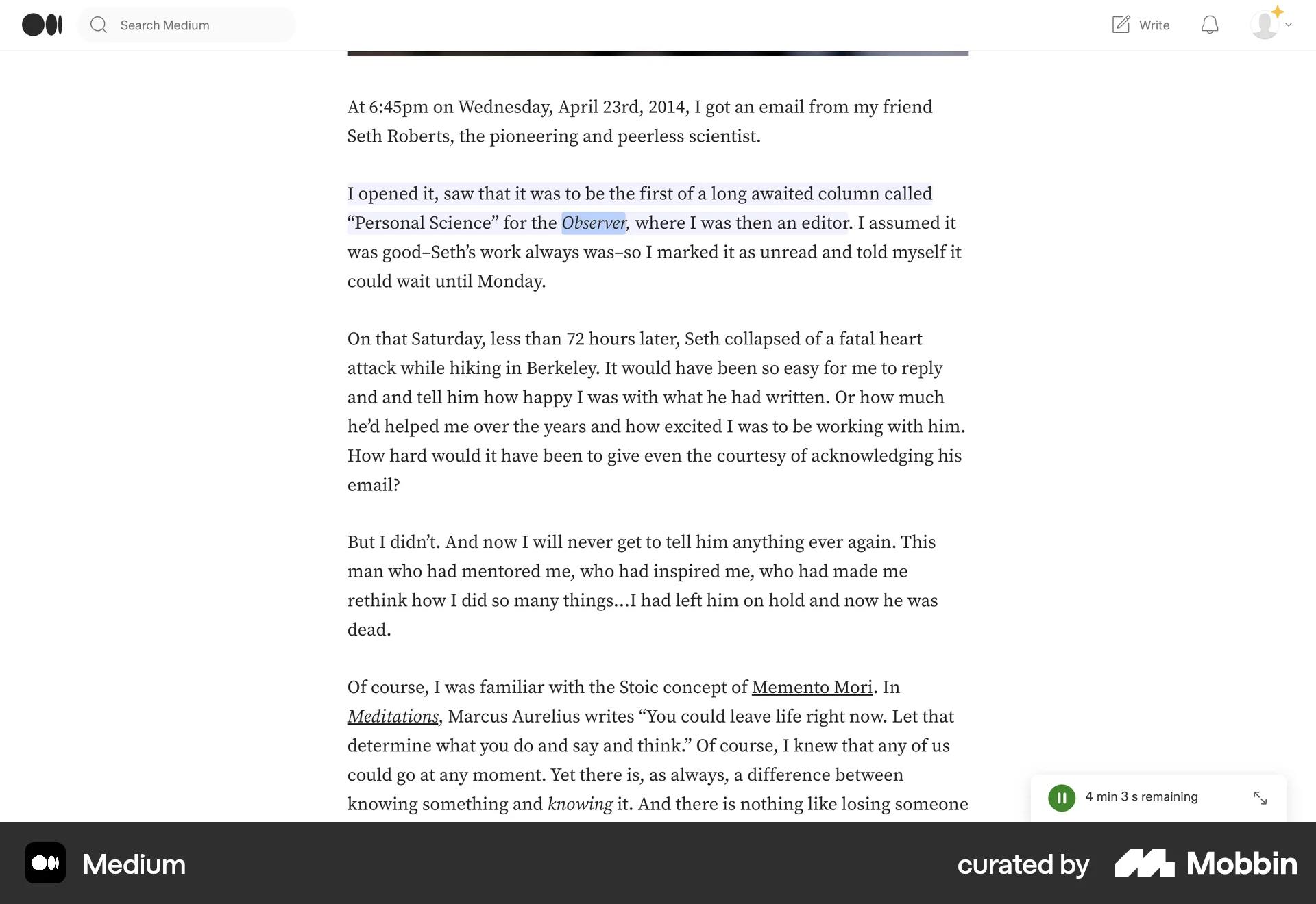 Medium Web Audio Player screen