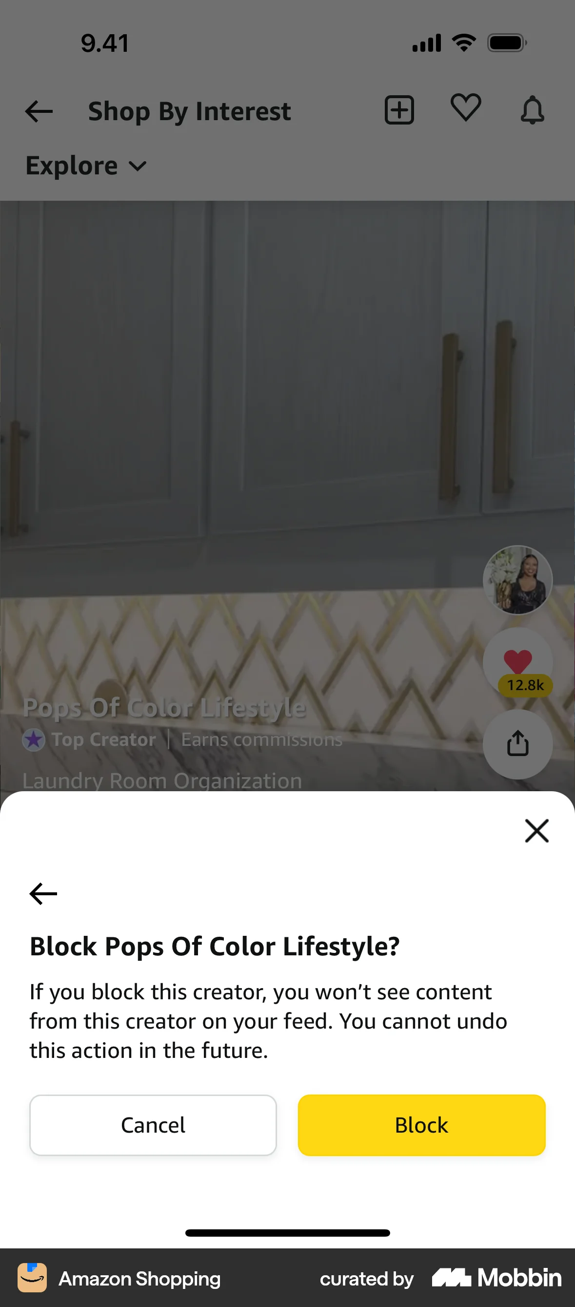 Amazon Shopping iOS Ban & Block screen