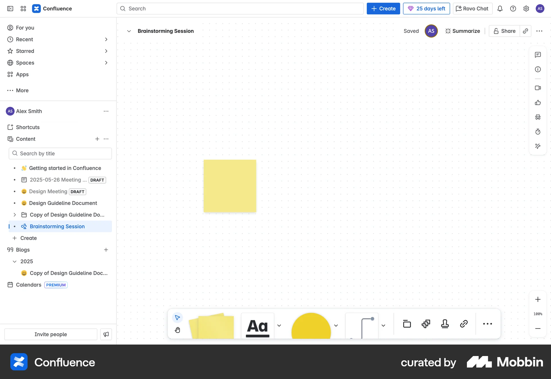 Confluence Web Canvas screen