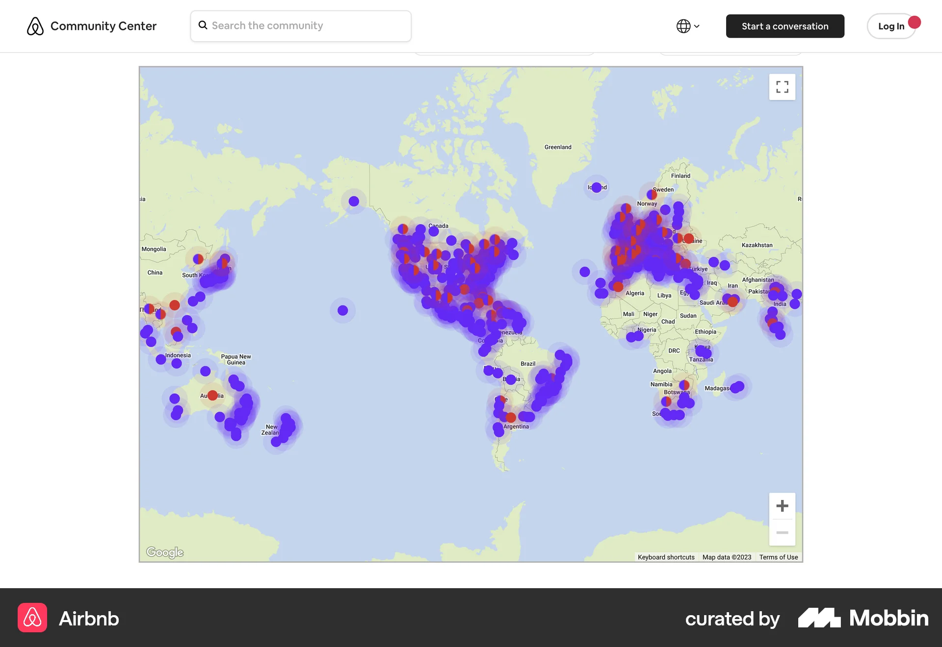 Airbnb Web Map screen