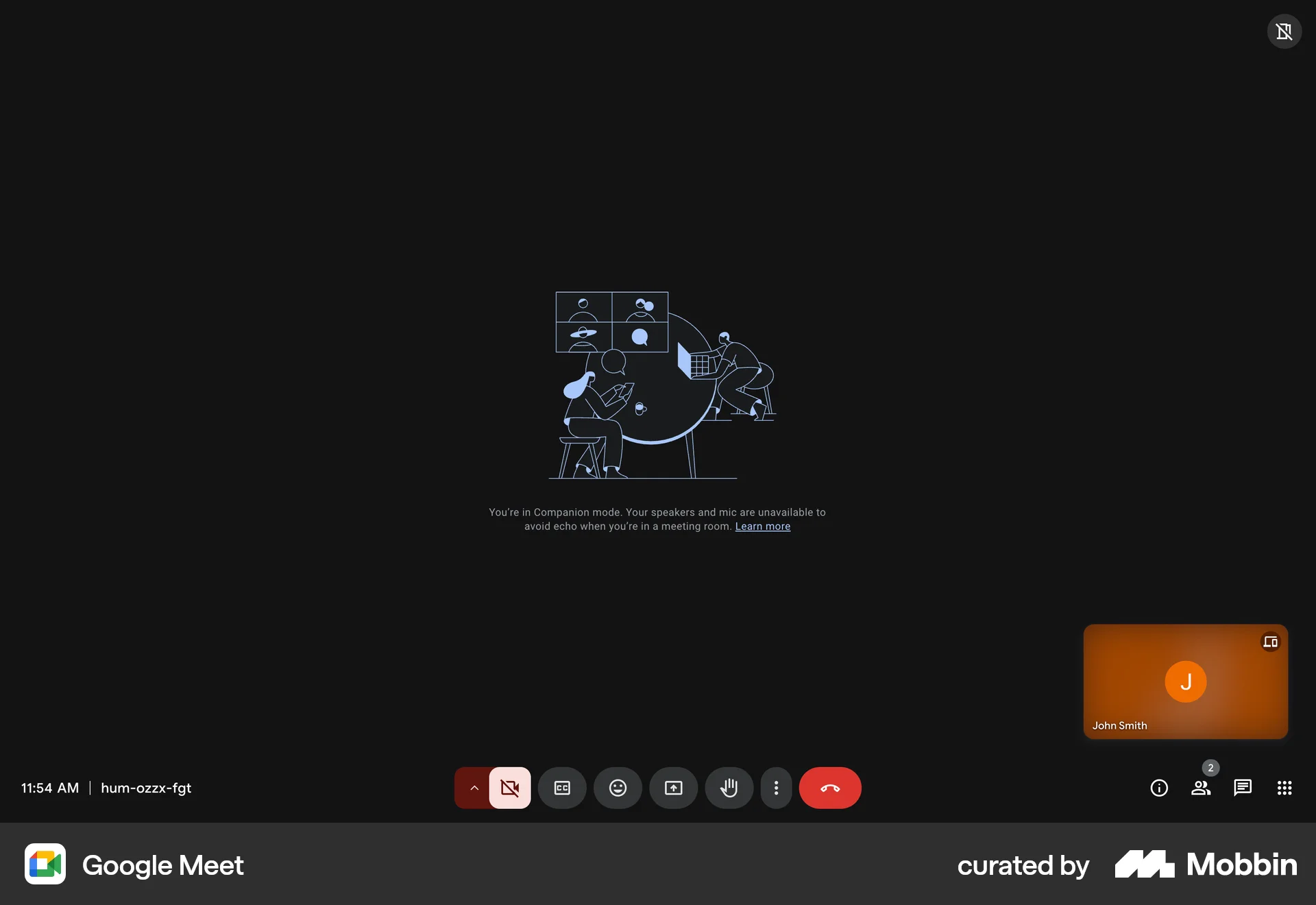 Google Meet Web Call screen