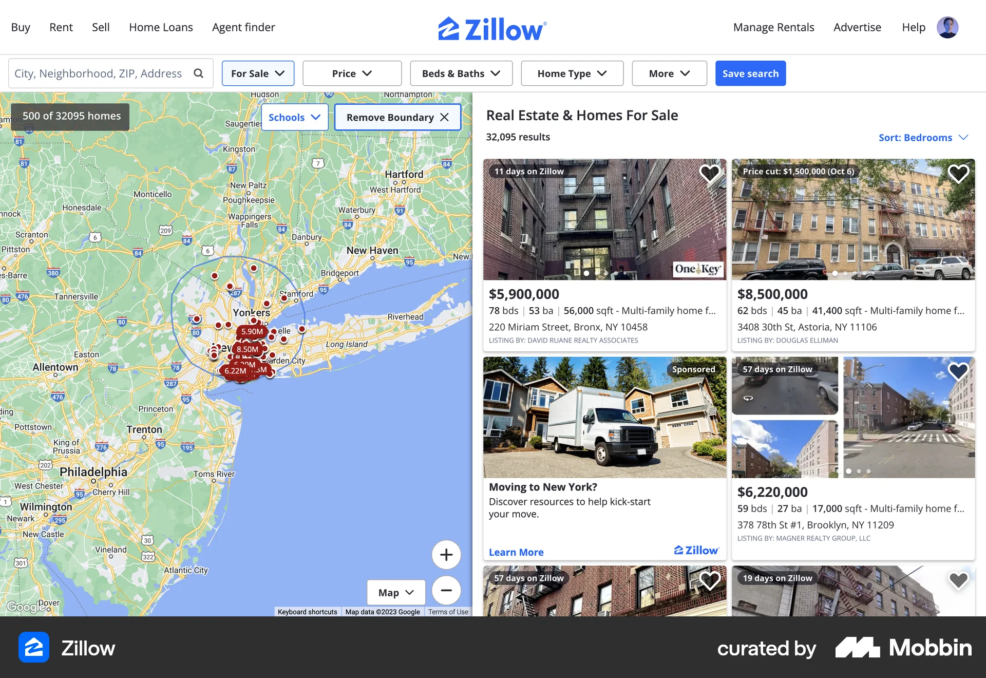 Zillow Web Real Estate App screen