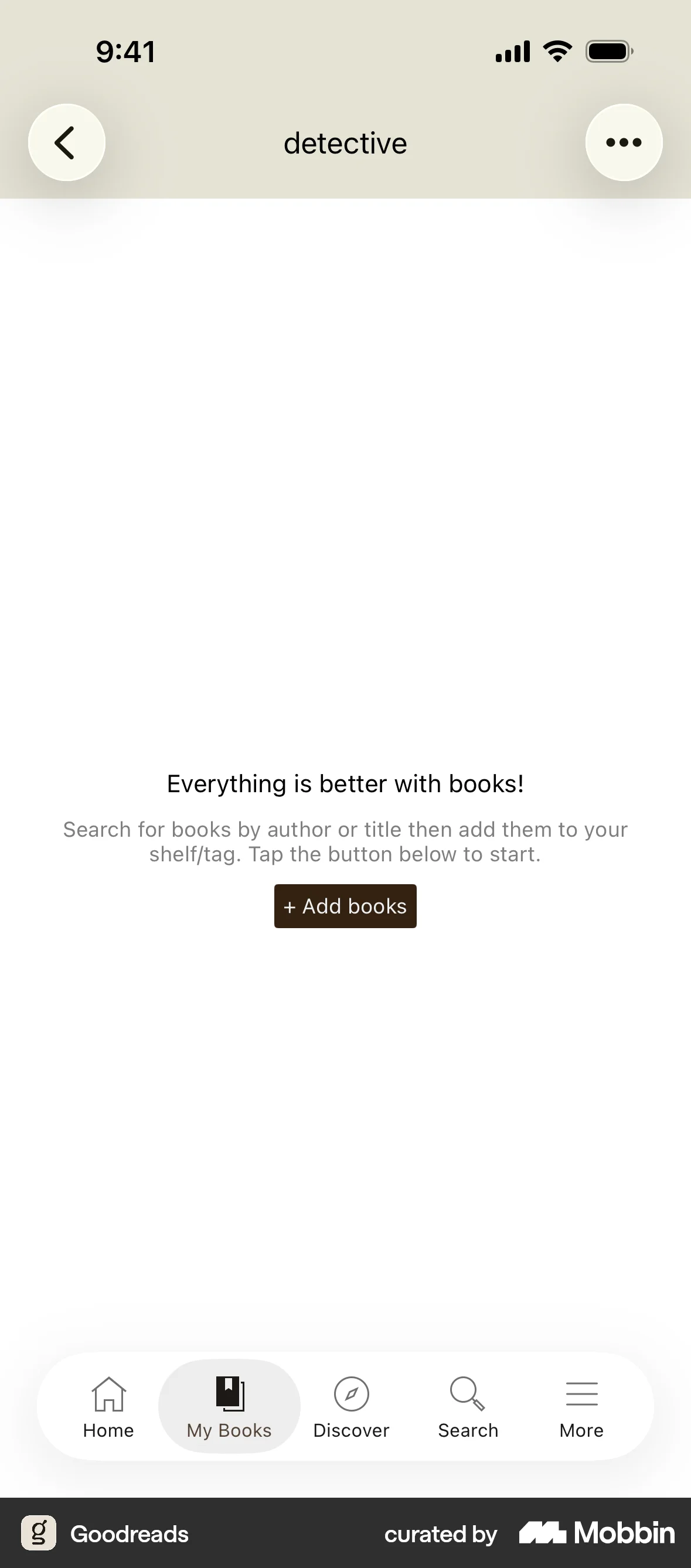 Goodreads iOS Empty State screen