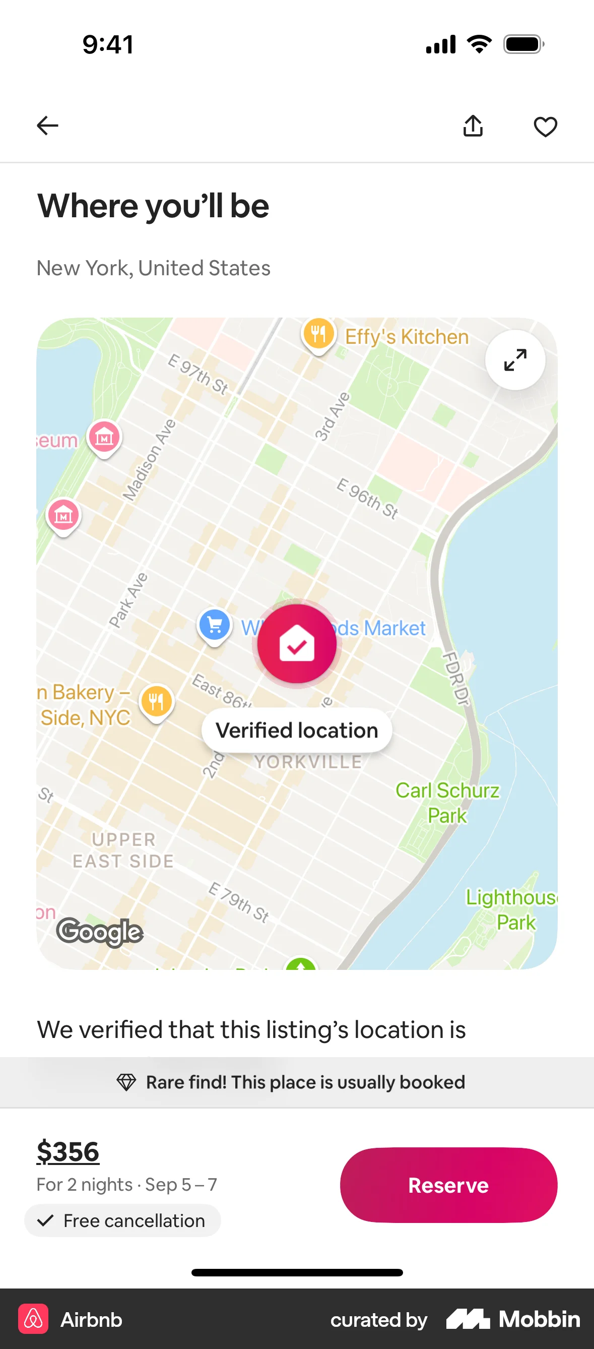 Airbnb iOS Real Estate App screen