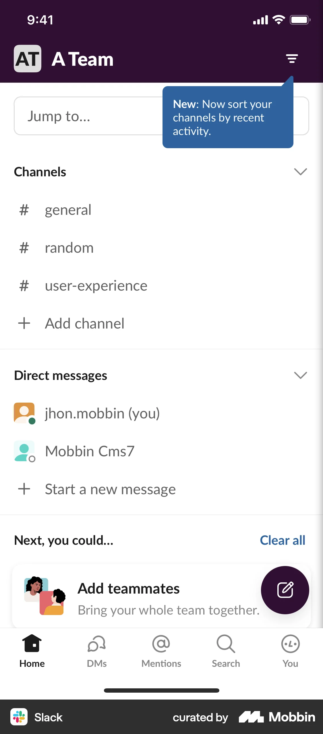 Slack iOS screen containing Accordion UI element
