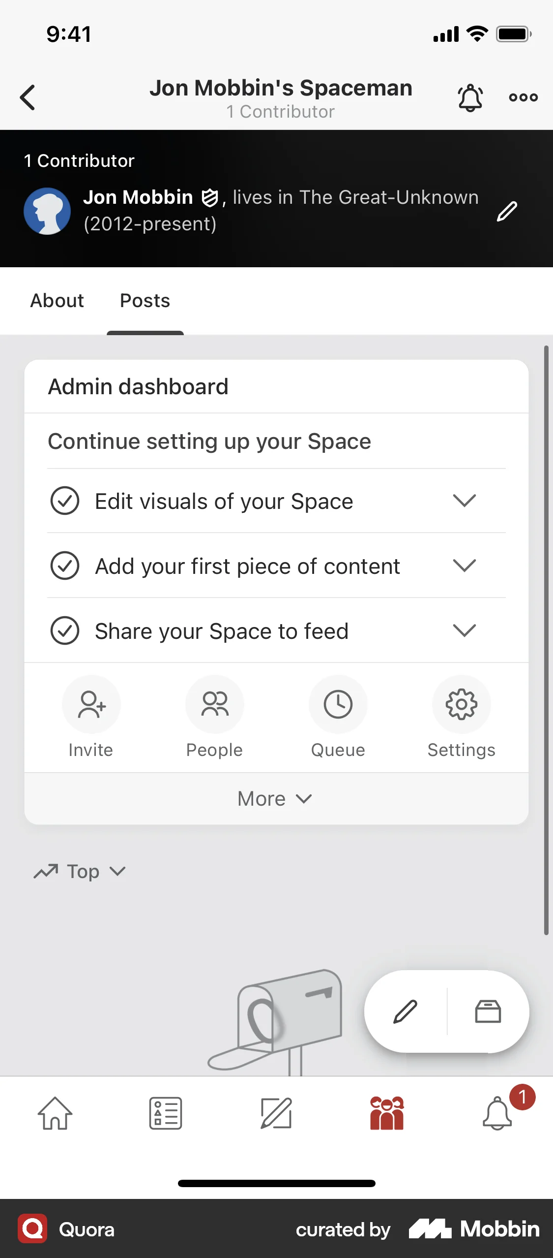 Quora iOS Groups & Community screen