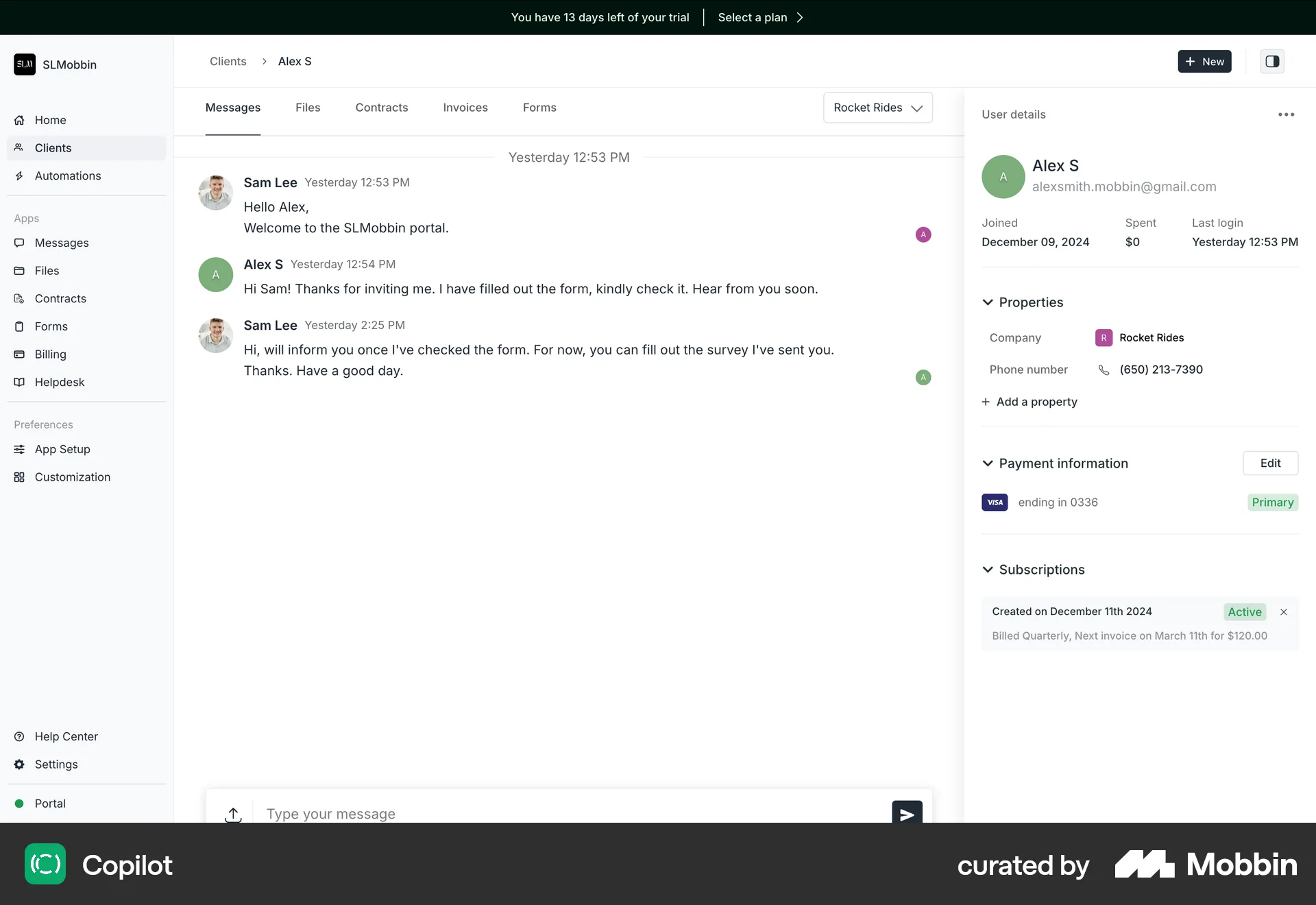 Copilot Web Chat Detail screen