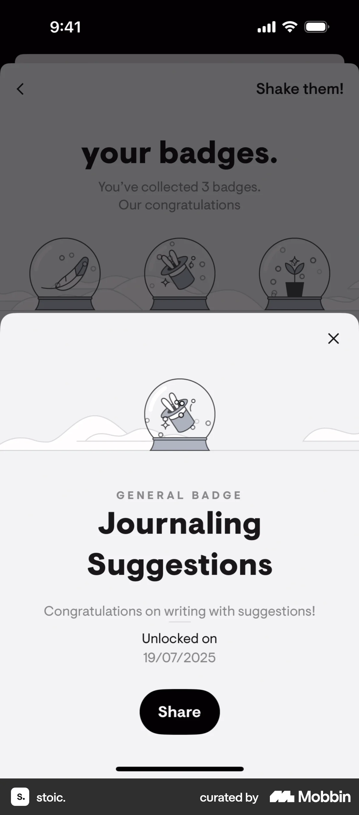 stoic. iOS Date & Time screen