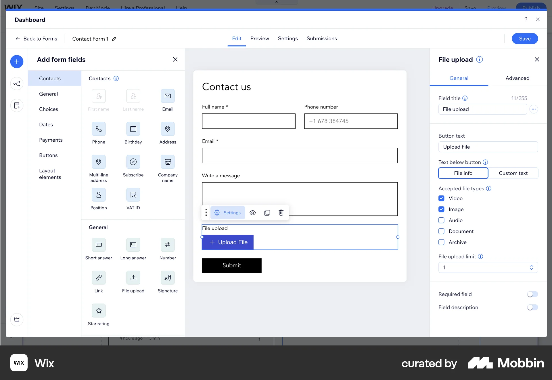Wix Web screen containing Segmented Control UI element