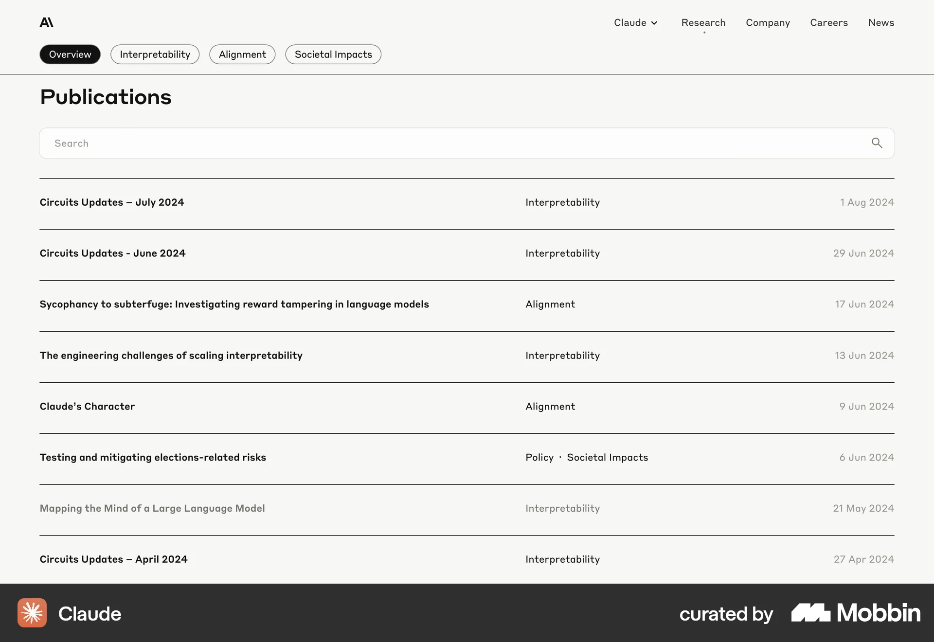 Claude Web screen containing Stacked List UI element