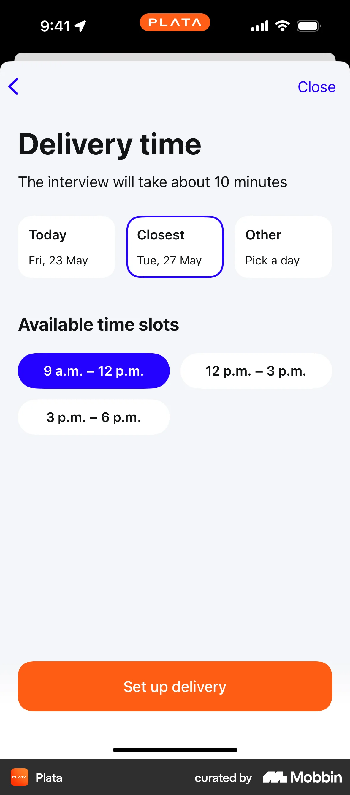 Plata Card iOS screen