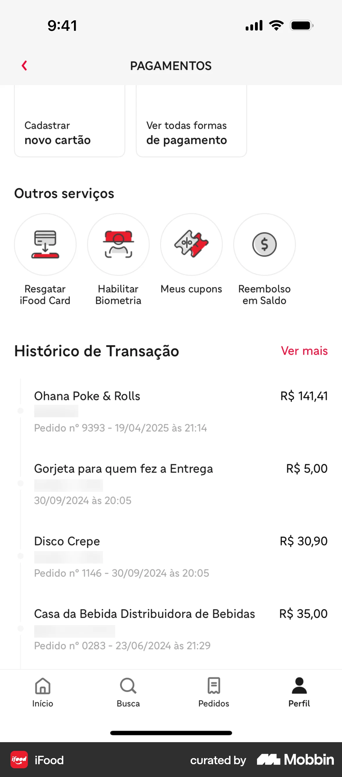 iFood iOS Date & Time screen