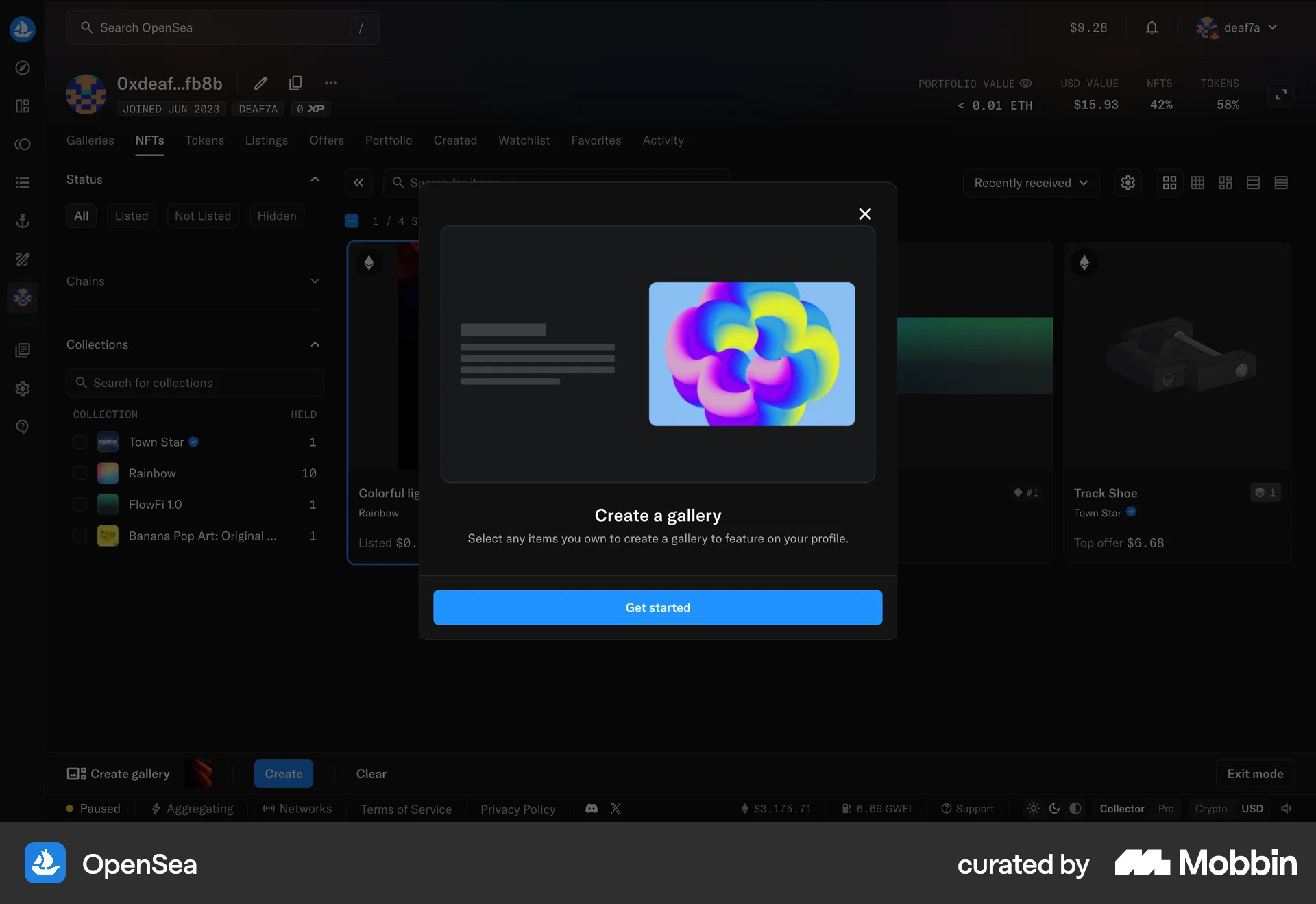 OpenSea Web Feature Info screen