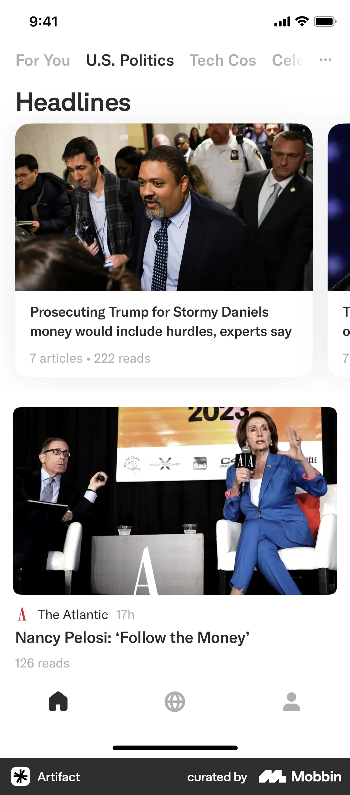 Artifact iOS News Feed screen