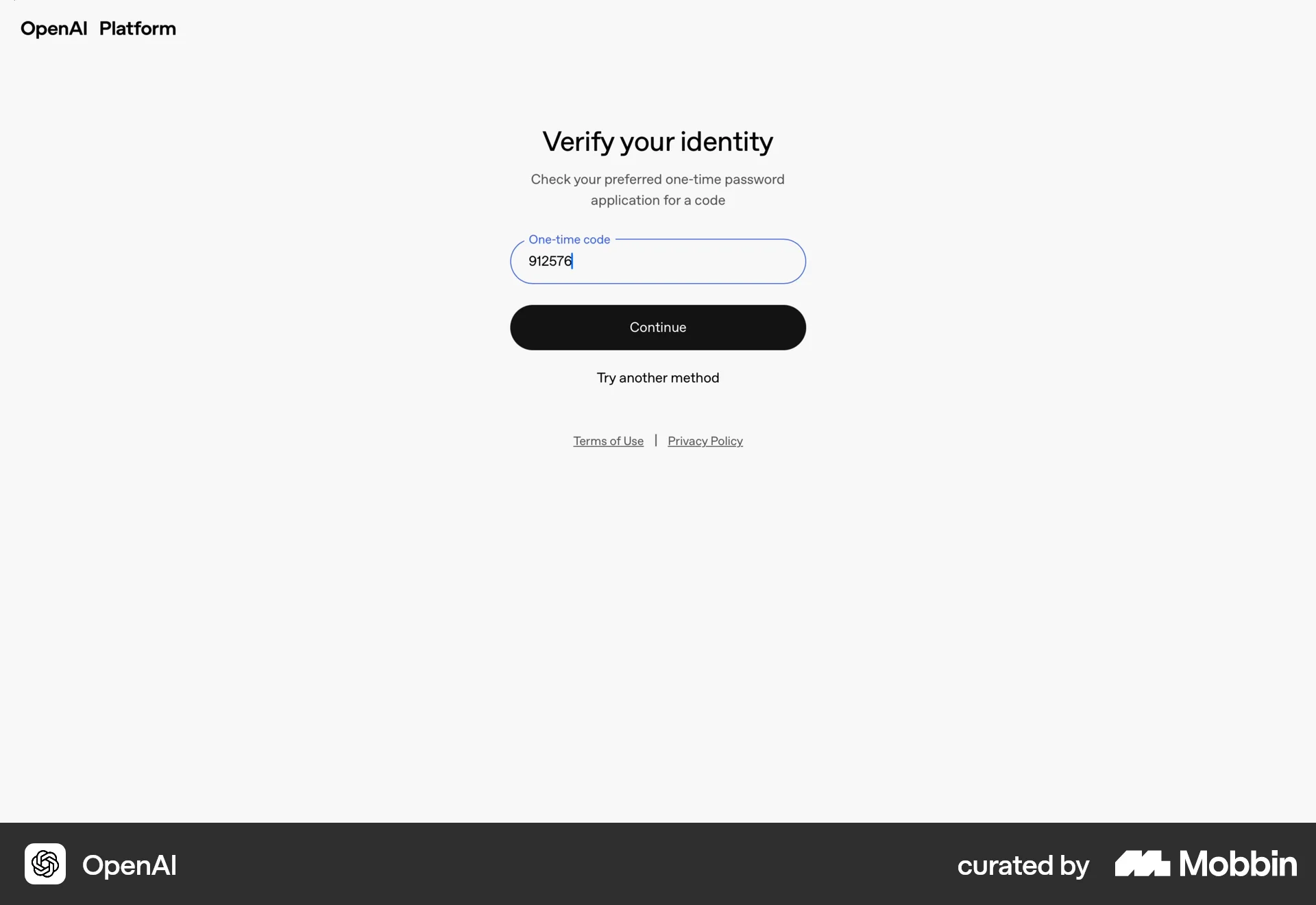OpenAI Platform Web Verification screen