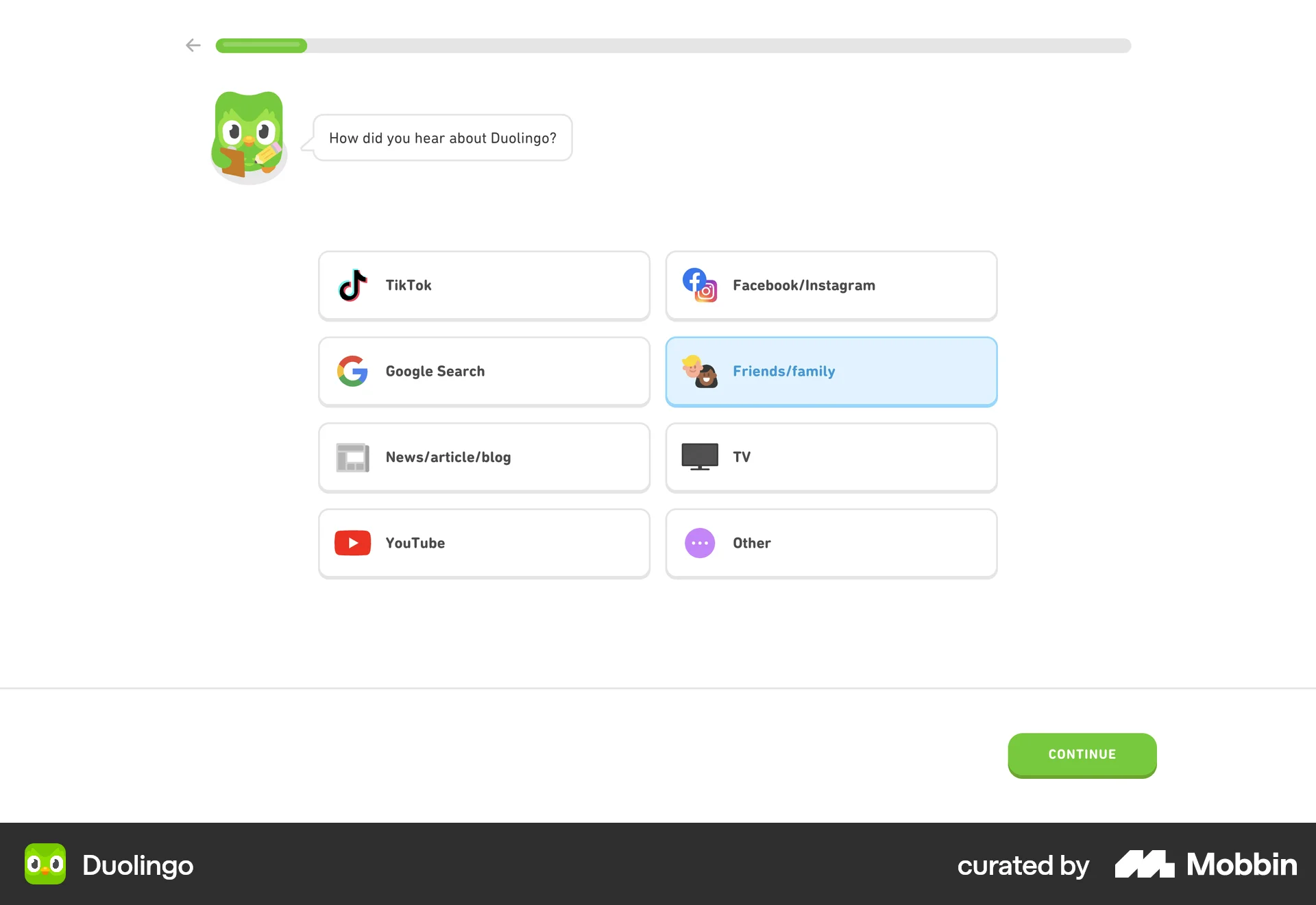 Duolingo Web screen containing Tile UI element