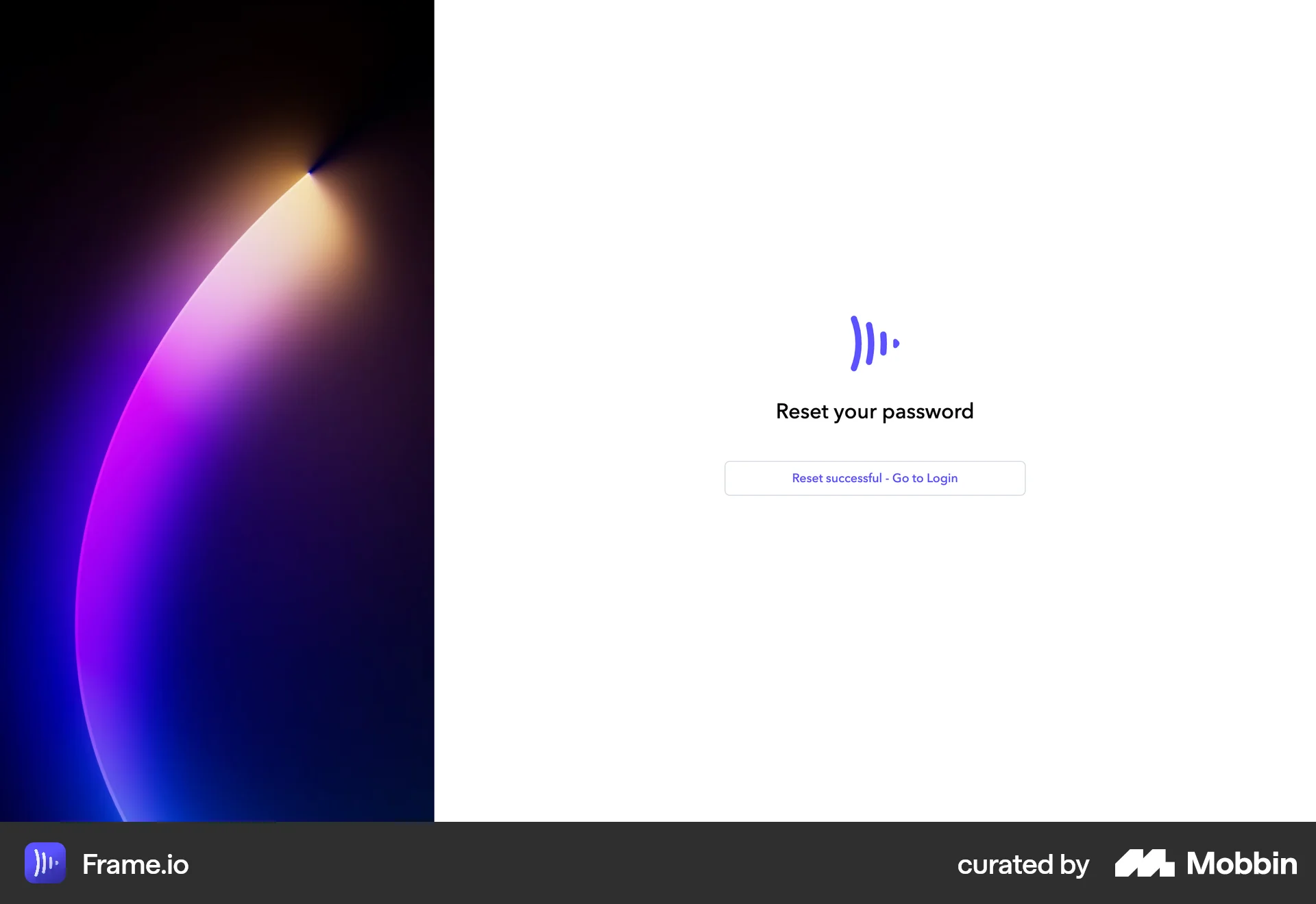 Frame.io Web Forgot Password screen