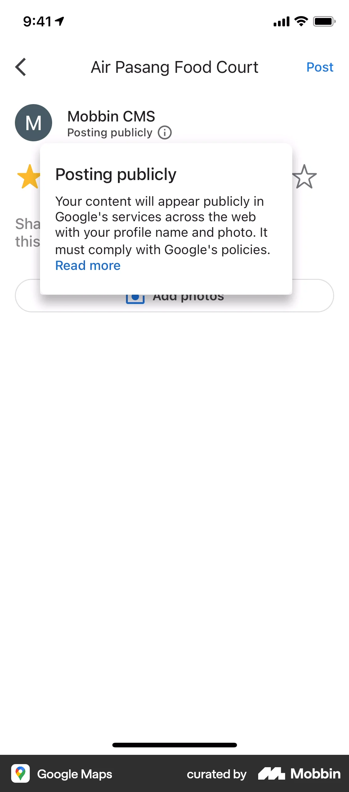 Map Posting Google Maps iOS Posting Confirmation | Mobbin