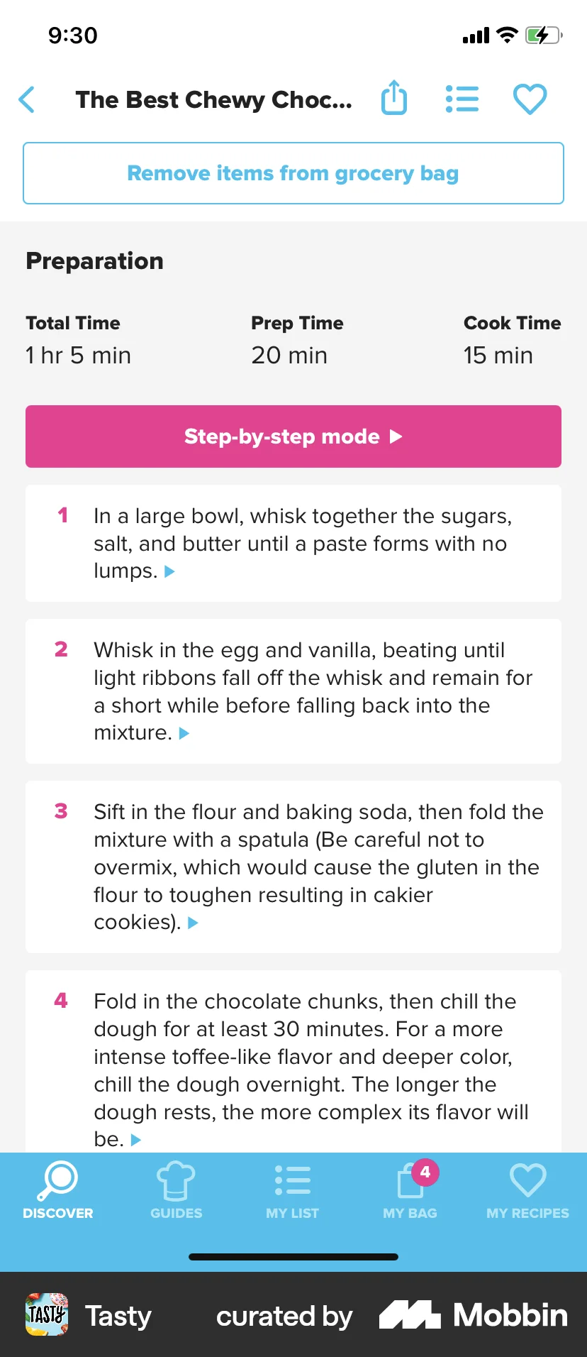 Tasty iOS Recipe Detail screen