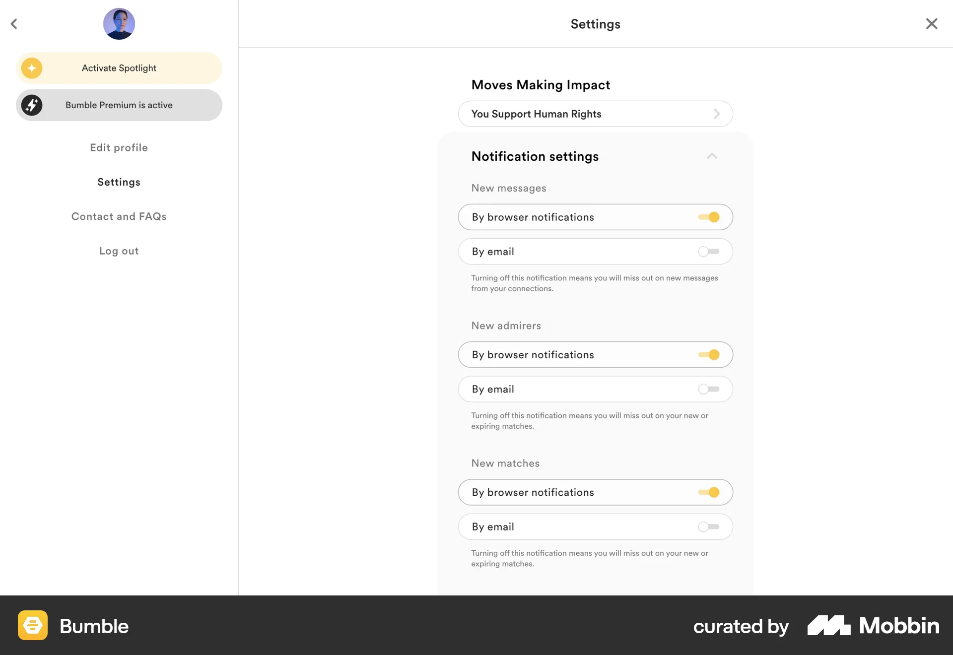 Bumble Web screen containing Accordion UI element