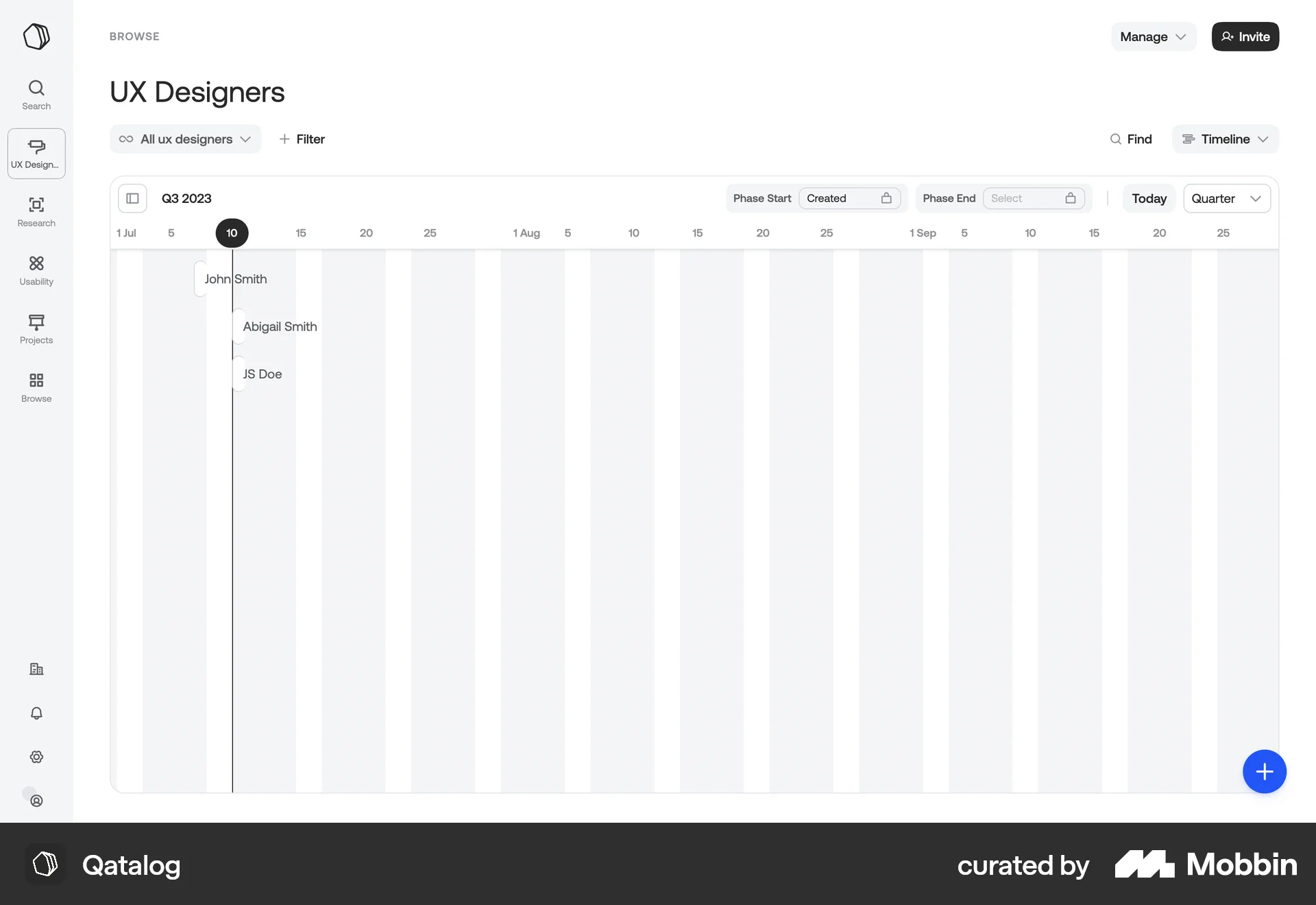 Qatalog Web Time Tracker screen